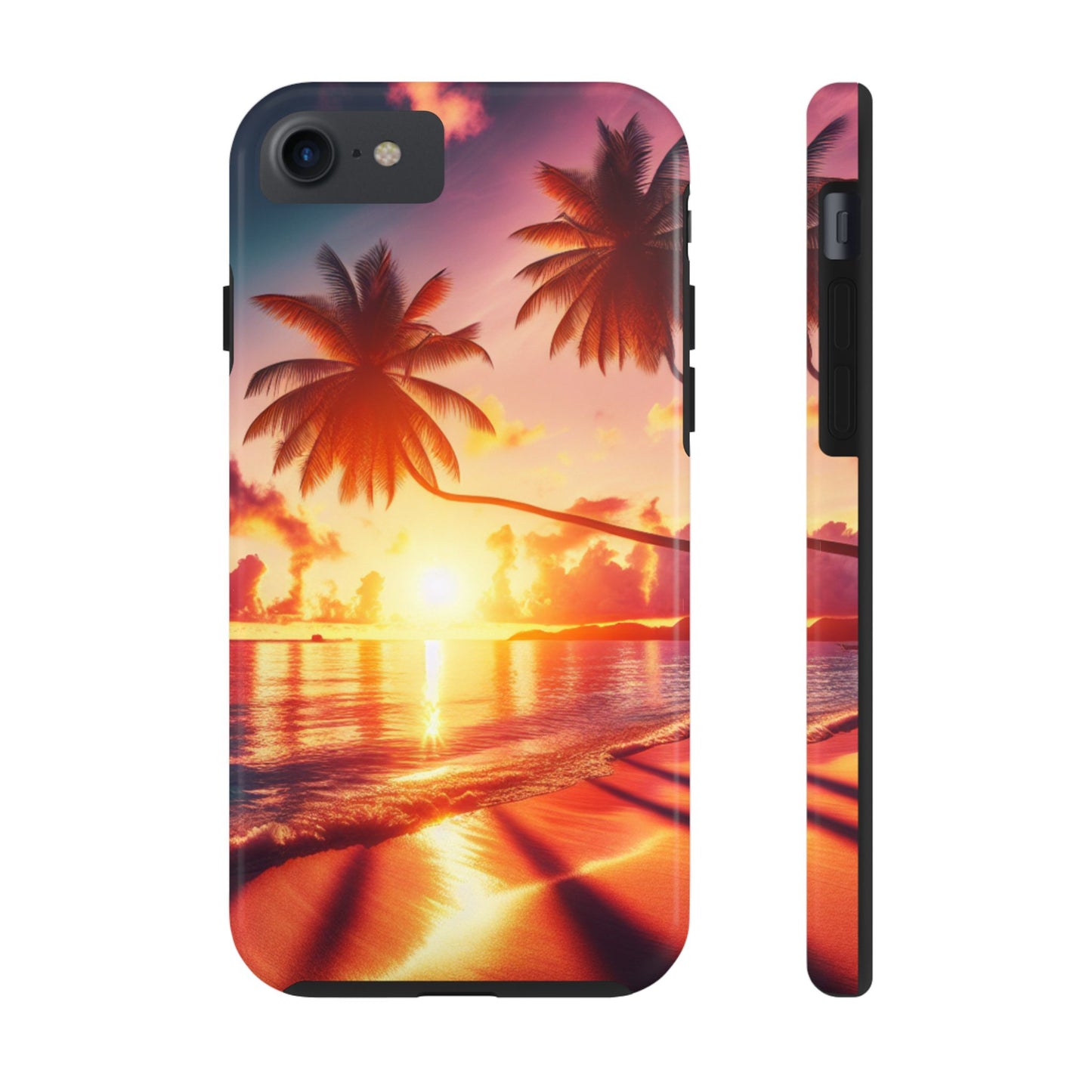 "Serenity Hues: A Tropical Sundown Symphony" - Tropical Beach Sunset Art Iphone and Samsung Tough Phone Case Galaxy s20 s21 s22 s23 s24
