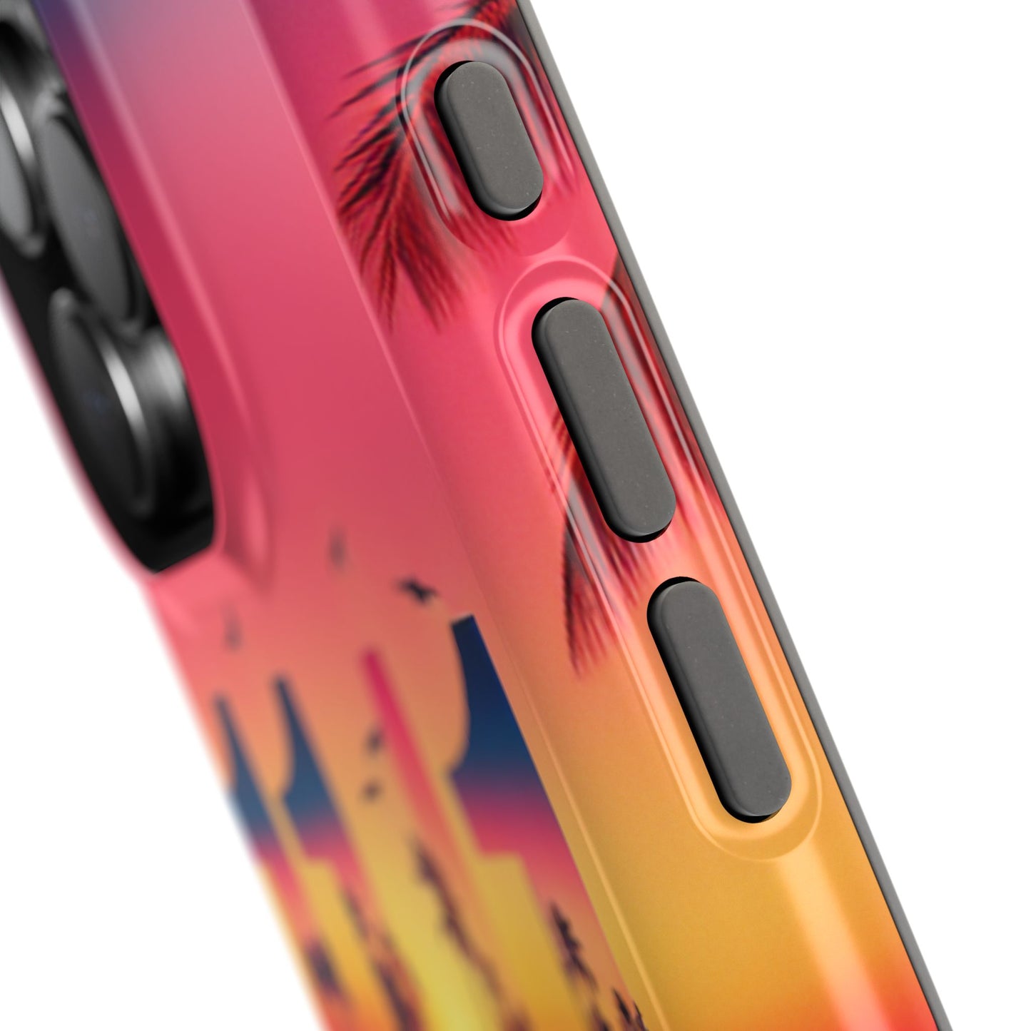 Magnetic Phone Cases, Tropical Sunset Symphony Tough Case for iPhone, Beach Dolphin Sailboat Art, Max Pro 13-16, Paradise Unveiled