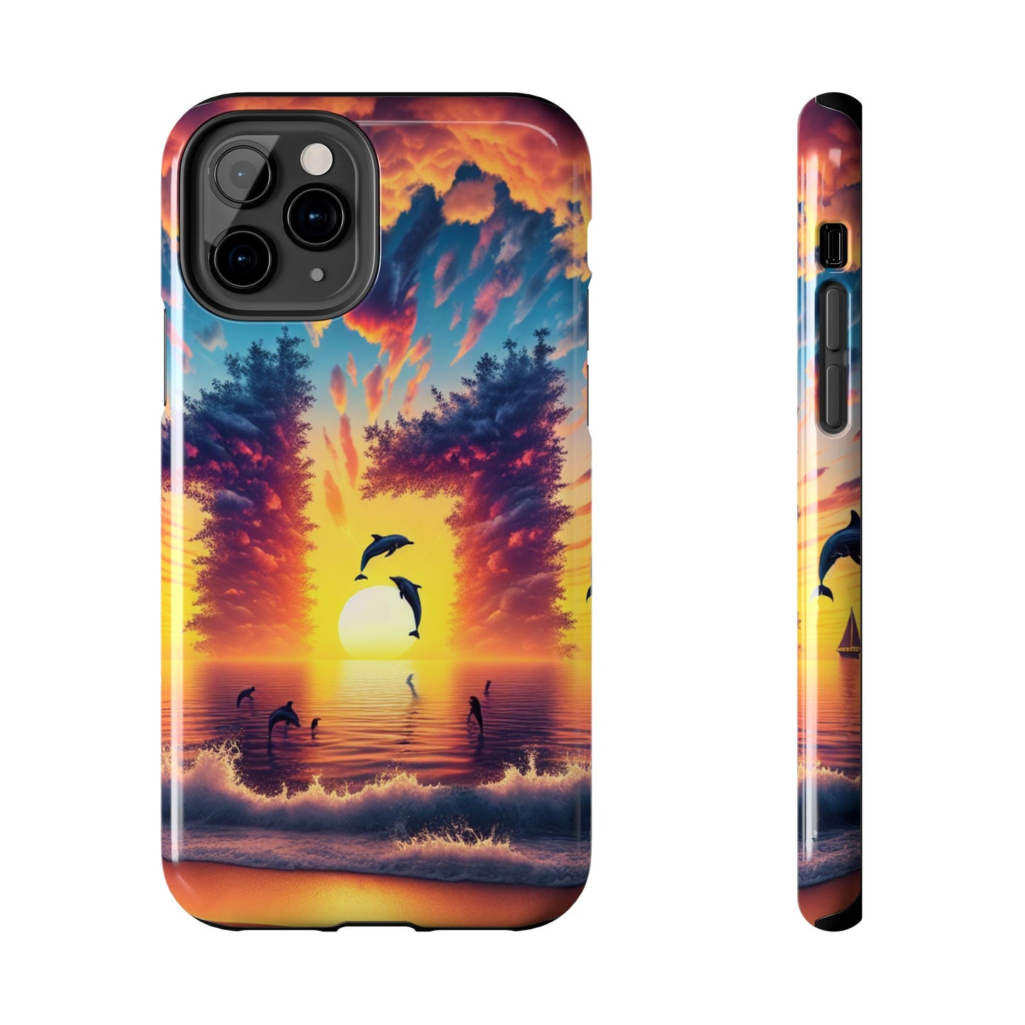 Iphone 16 15 14 13 12 10 9 8 7 Pro Plus and MaxTough Phone Case "Paradise Twilight: A Serenade of Tropic Colors" - 1111 Tropical Beach Art