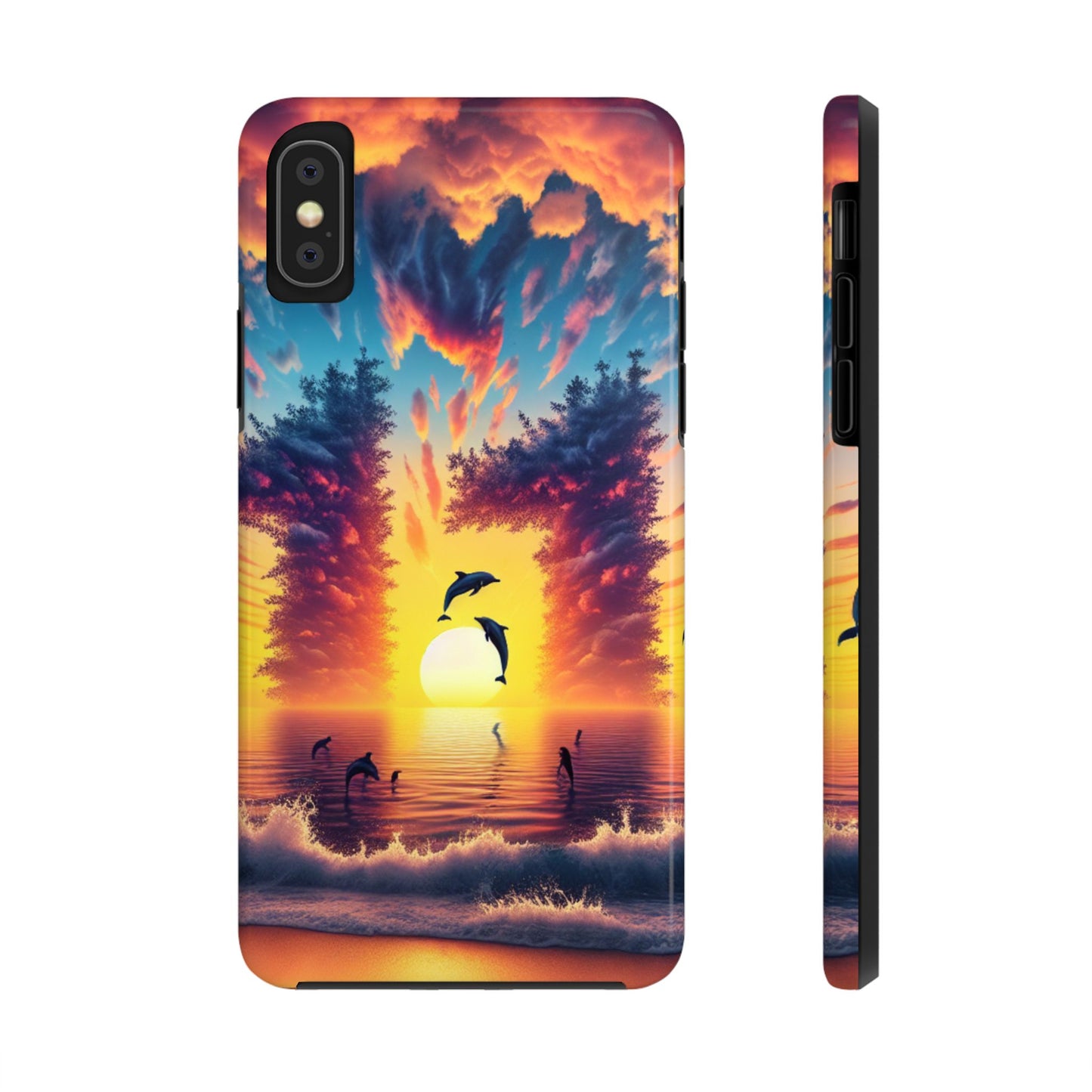 Iphone 16 15 14 13 12 10 9 8 7 Pro Plus and MaxTough Phone Case "Paradise Twilight: A Serenade of Tropic Colors" - 1111 Tropical Beach Art