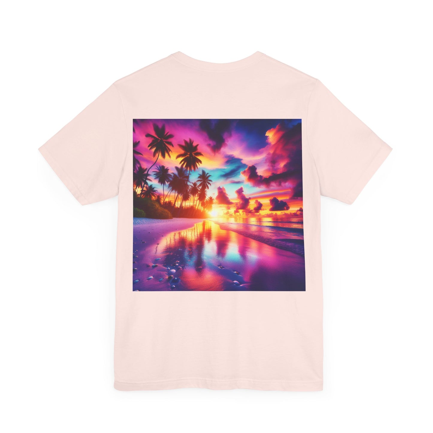 "Paradise Bliss: A Tropical Sunset Serenade" - Tropical Beach Sunset with Palm Trees Unisex Tee