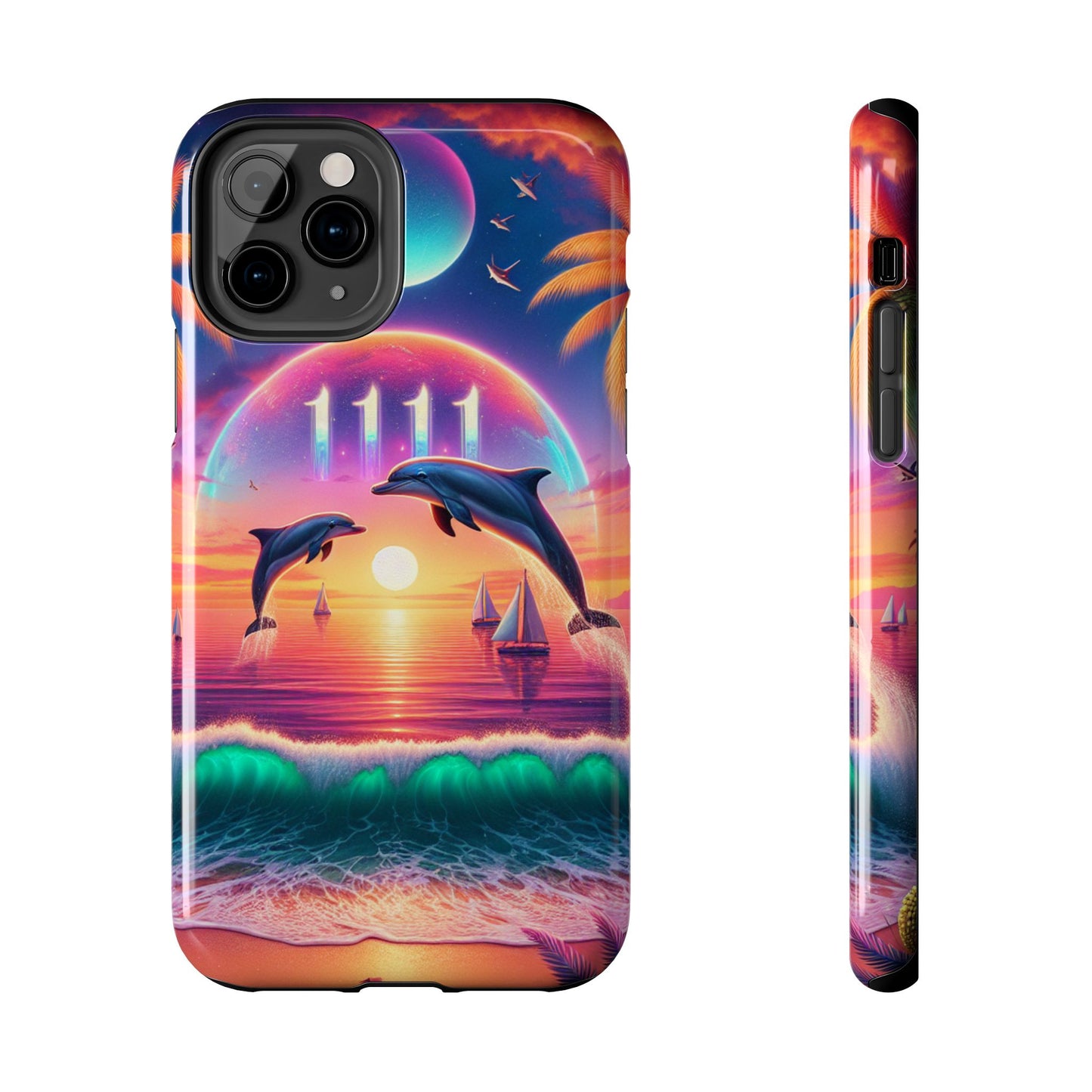 Iphone 16 15 14 13 12 10 9 8 7 Pro Plus and MaxTough Phone Case "Sunset Serenity: A Tropical Paradise" - 1111 Tropical Beach Art