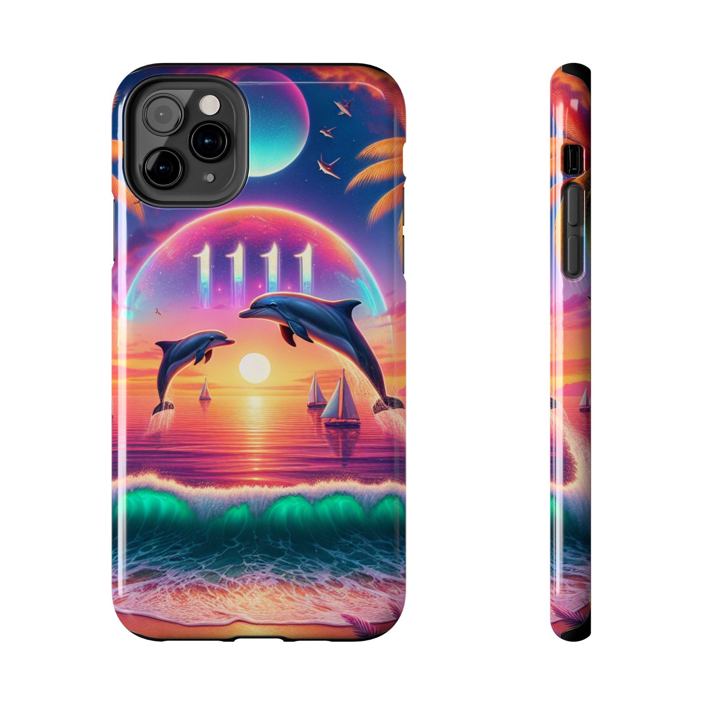 Iphone 16 15 14 13 12 10 9 8 7 Pro Plus and MaxTough Phone Case "Sunset Serenity: A Tropical Paradise" - 1111 Tropical Beach Art
