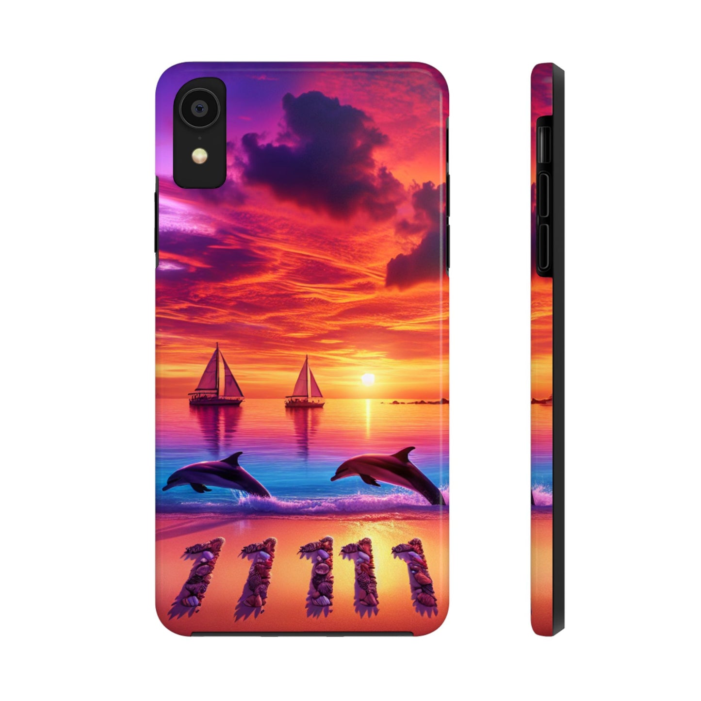 Iphone 16 15 14 13 12 11 10 9 8 7 Pro Plus and Max Tough Phone Case "Sunset Serenity: A Tropical Paradise" - 1111 Tropical Beach Art