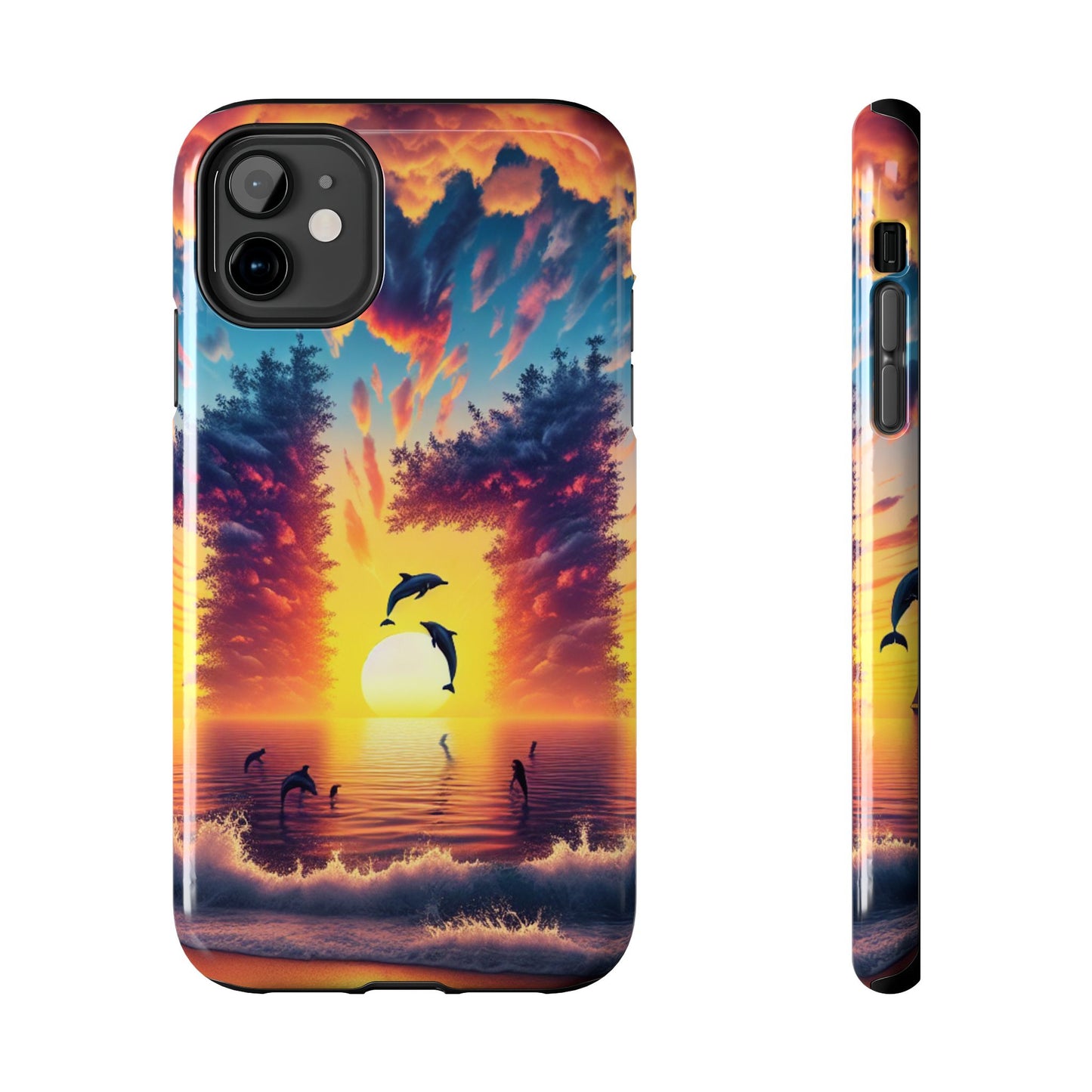 Iphone 16 15 14 13 12 10 9 8 7 Pro Plus and MaxTough Phone Case "Paradise Twilight: A Serenade of Tropic Colors" - 1111 Tropical Beach Art