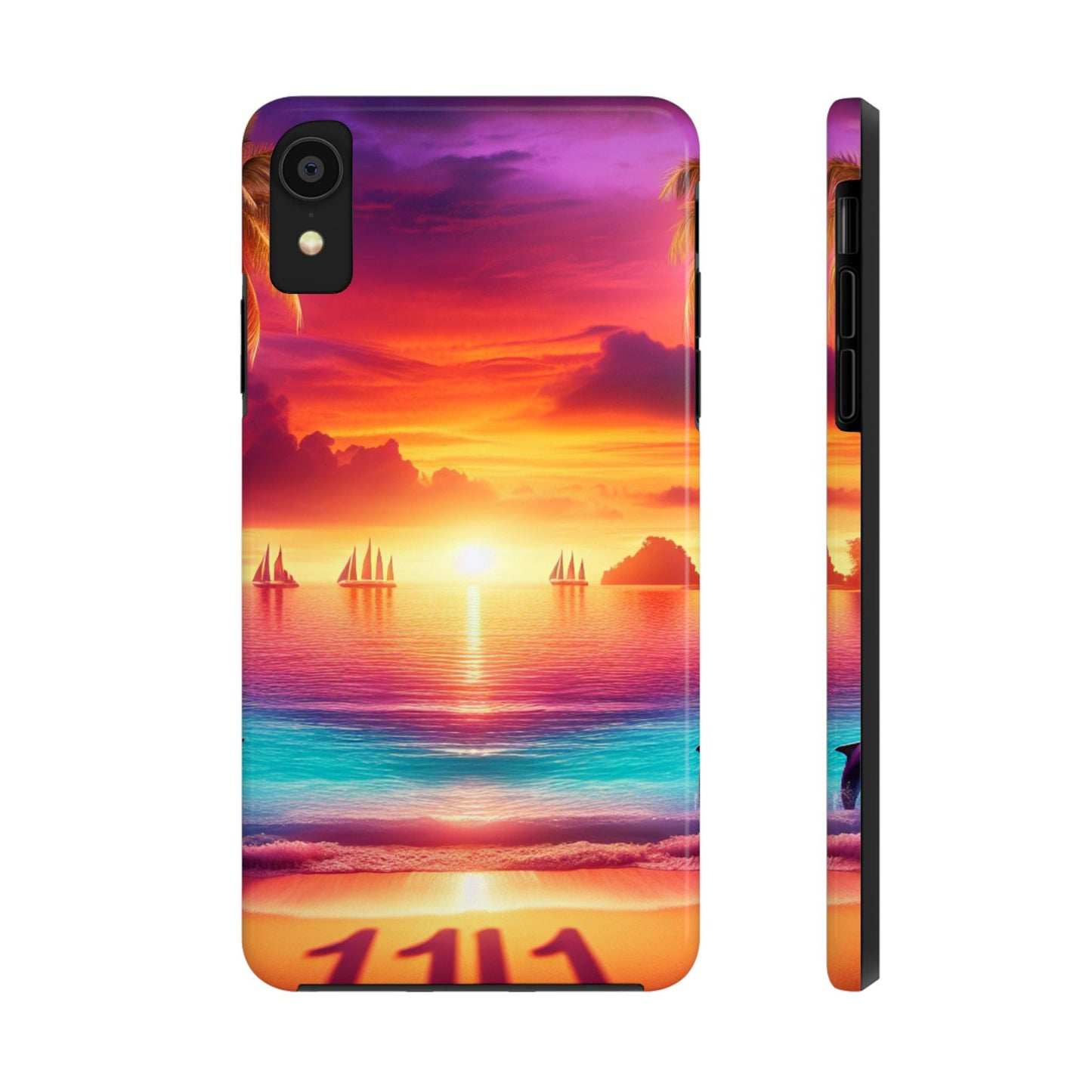 Iphone 16 15 14 13 12 10 9 8 7 Pro Plus and MaxTough Phone Case "Sunset Paradise: A Tropical Tranquility" - 1111 Tropical Beach Art