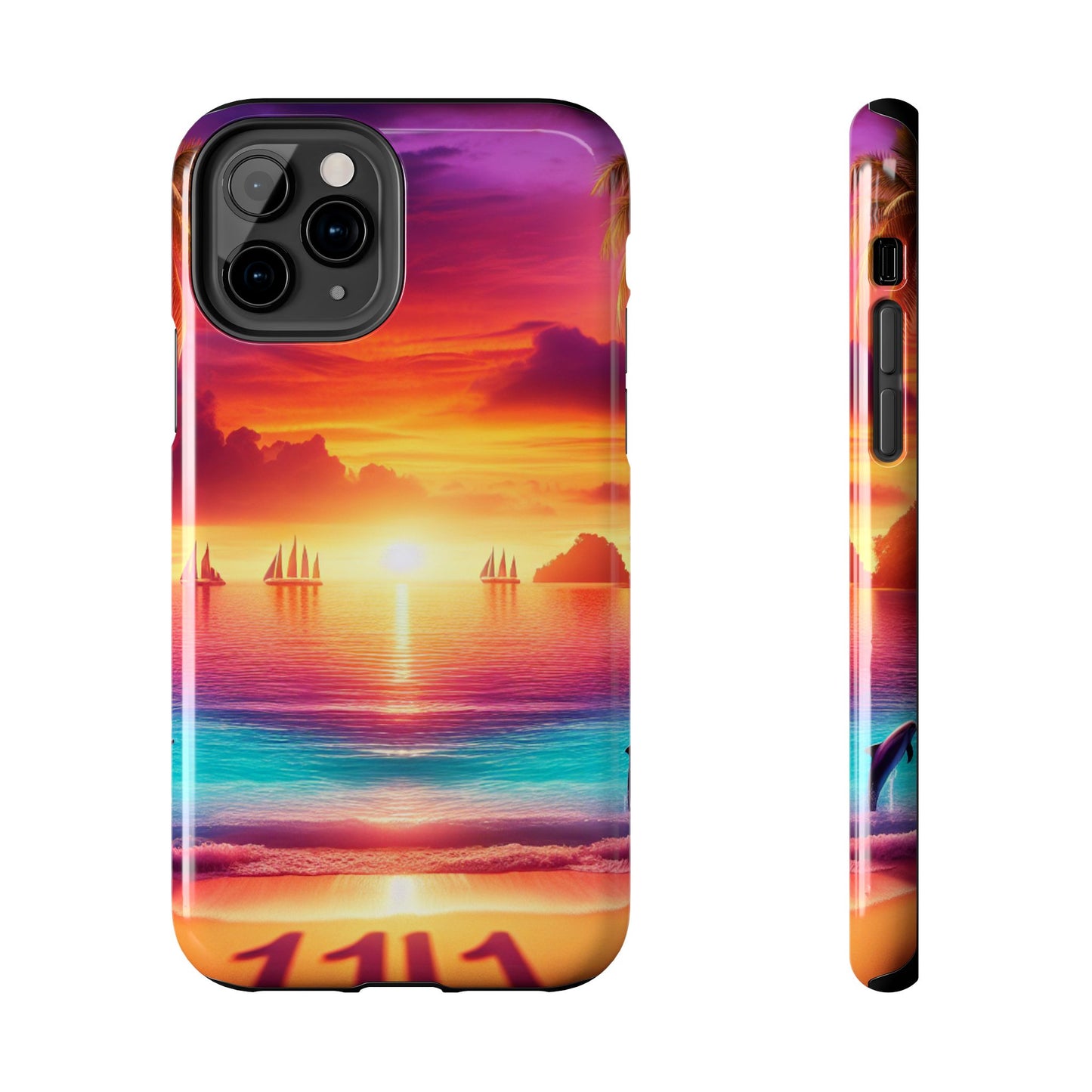Iphone 16 15 14 13 12 10 9 8 7 Pro Plus and MaxTough Phone Case "Sunset Paradise: A Tropical Tranquility" - 1111 Tropical Beach Art