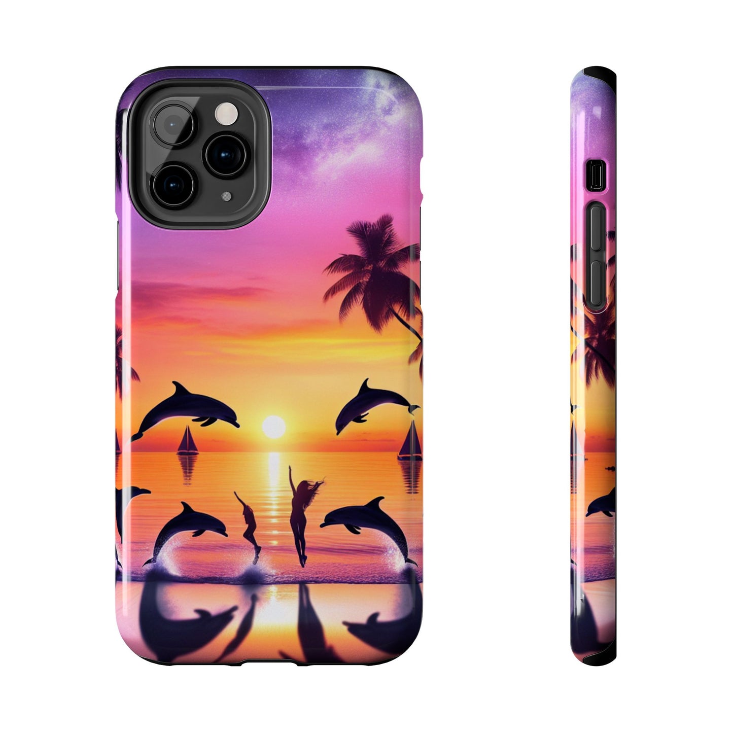 Iphone 16 15 14 13 12 11 10 9 8 7 Pro Plus and MaxTough Phone Case "Sundrenched Solitude: Serene Sunset Tropical Beach" - 1111 Tropical Beach Art