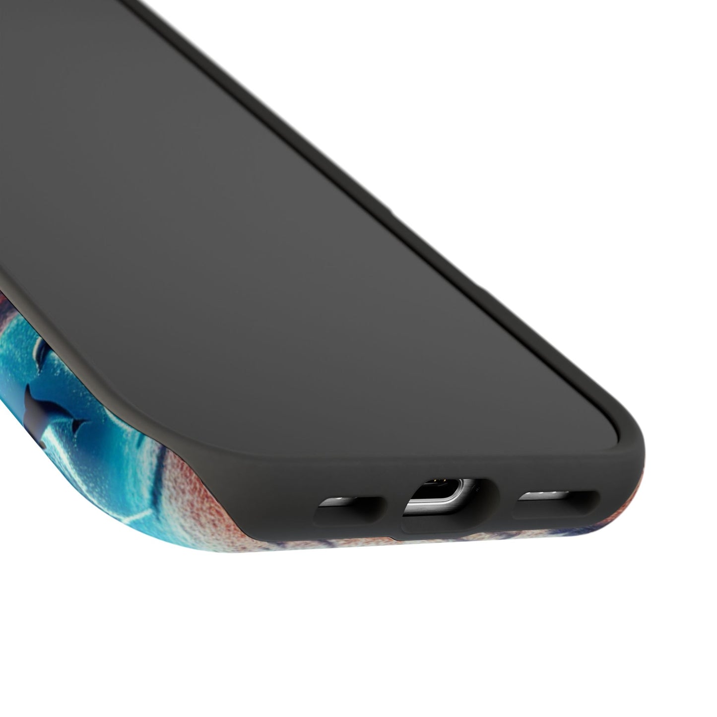 Magnetic Iphone 16 15 14 13 Pro and Max "Serenity at Sunset: A Tropical Tranquility" - Tough Phone Case with Tropical Beach Sunset Dolphins and Sailboats HD Art