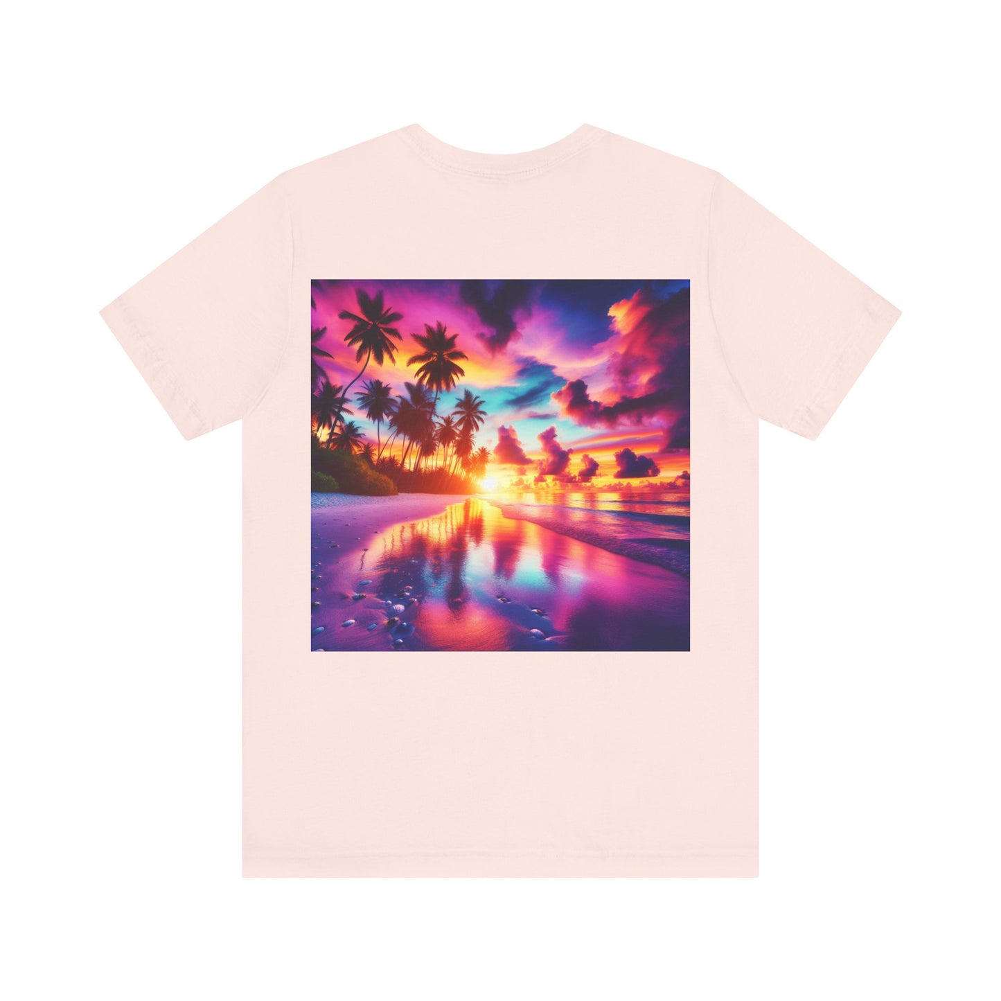 "Paradise Bliss: A Tropical Sunset Serenade" - Tropical Beach Sunset with Palm Trees Unisex Tee