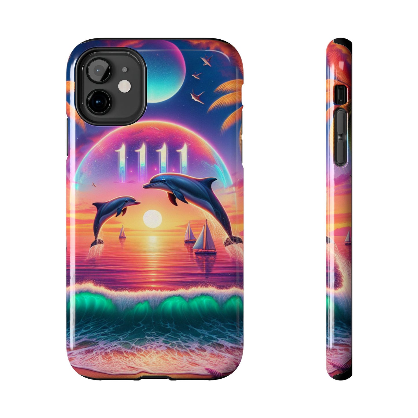 Iphone 16 15 14 13 12 10 9 8 7 Pro Plus and MaxTough Phone Case "Sunset Serenity: A Tropical Paradise" - 1111 Tropical Beach Art