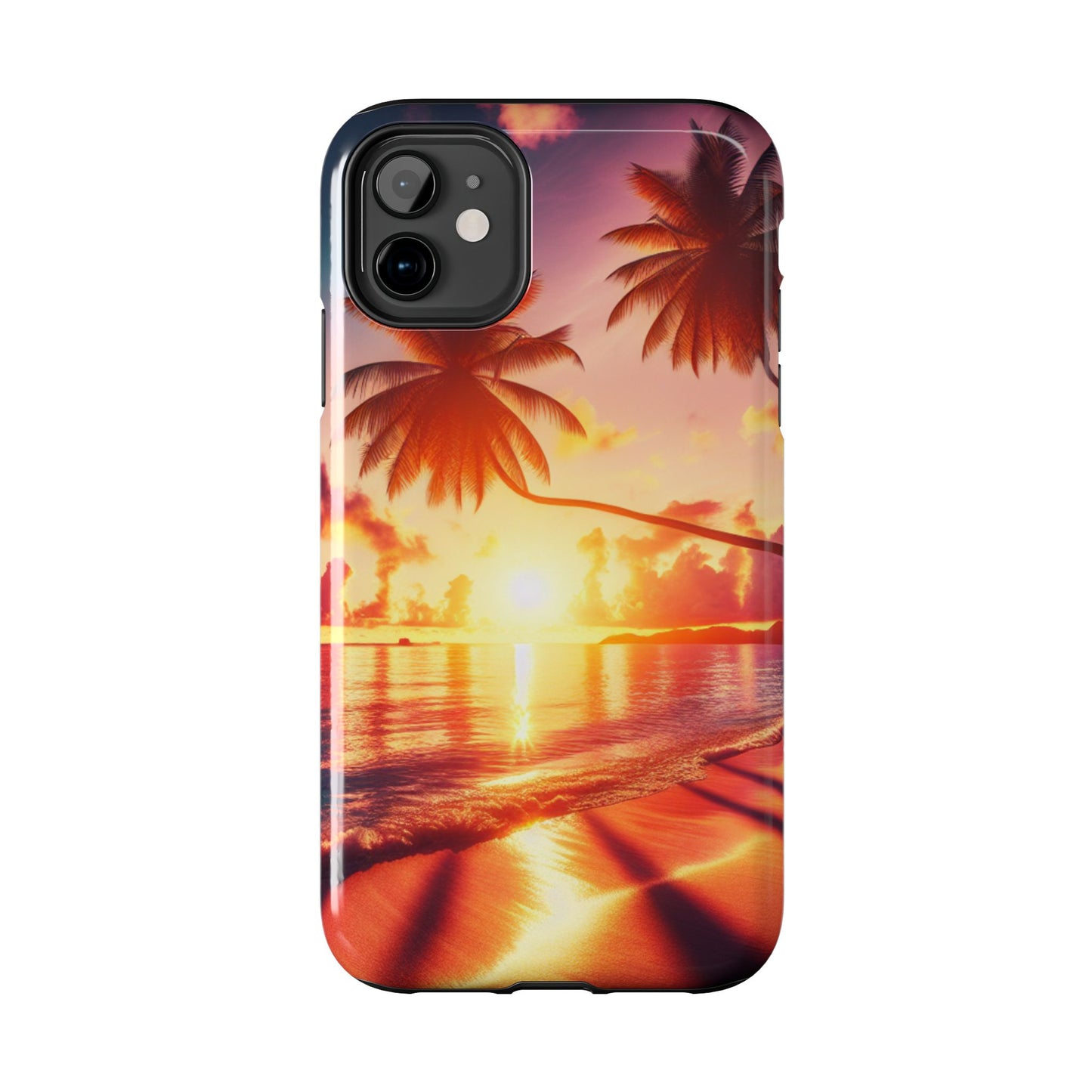 "Serenity Hues: A Tropical Sundown Symphony" - Tropical Beach Sunset Art Iphone and Samsung Tough Phone Case Galaxy s20 s21 s22 s23 s24