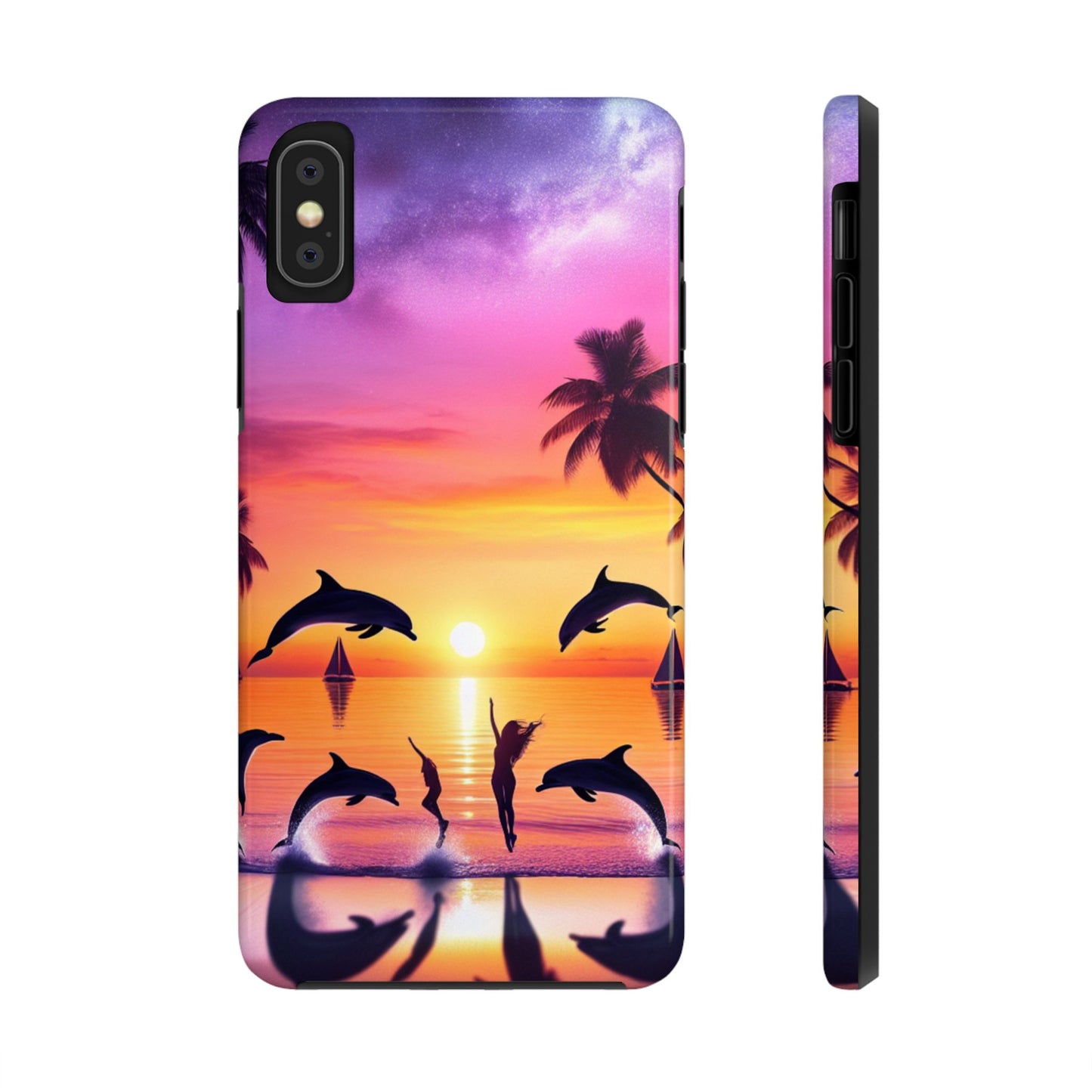 Iphone 16 15 14 13 12 11 10 9 8 7 Pro Plus and MaxTough Phone Case "Sundrenched Solitude: Serene Sunset Tropical Beach" - 1111 Tropical Beach Art
