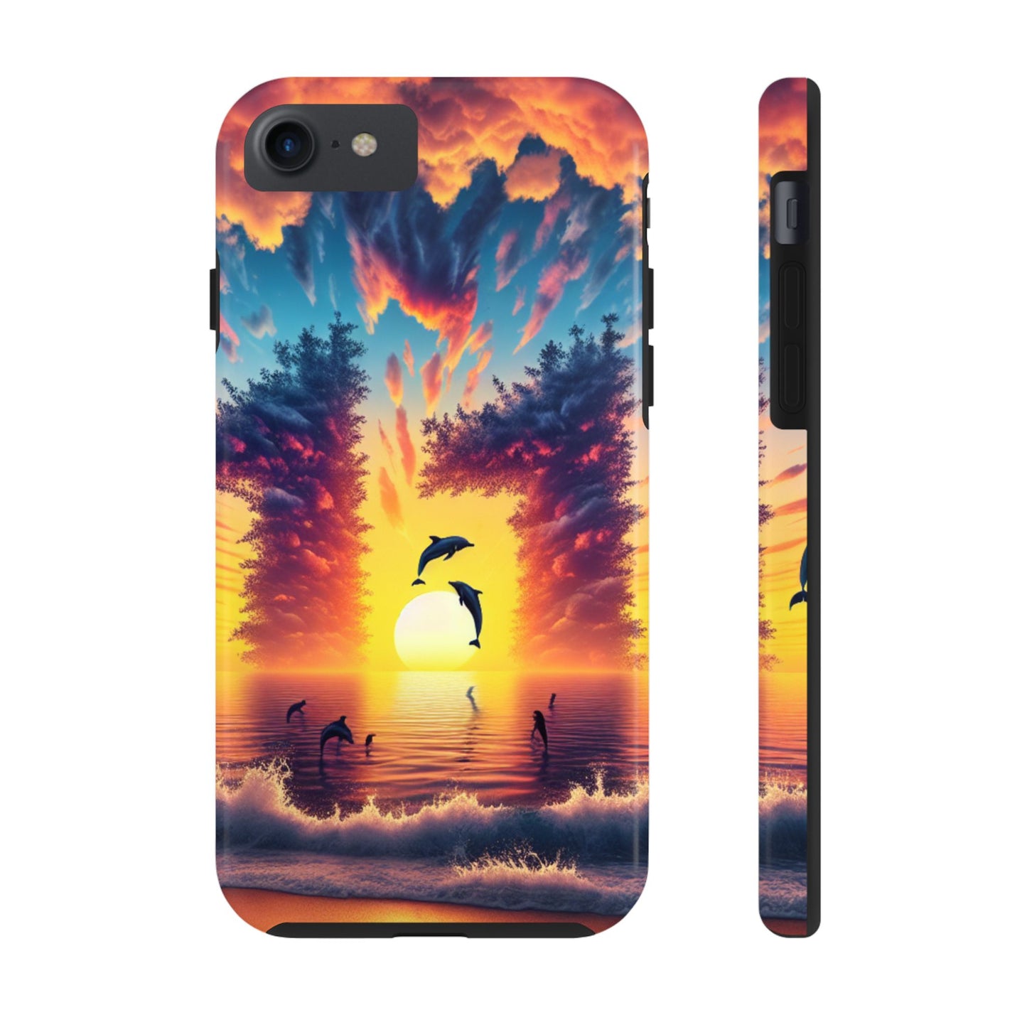Iphone 16 15 14 13 12 10 9 8 7 Pro Plus and MaxTough Phone Case "Paradise Twilight: A Serenade of Tropic Colors" - 1111 Tropical Beach Art