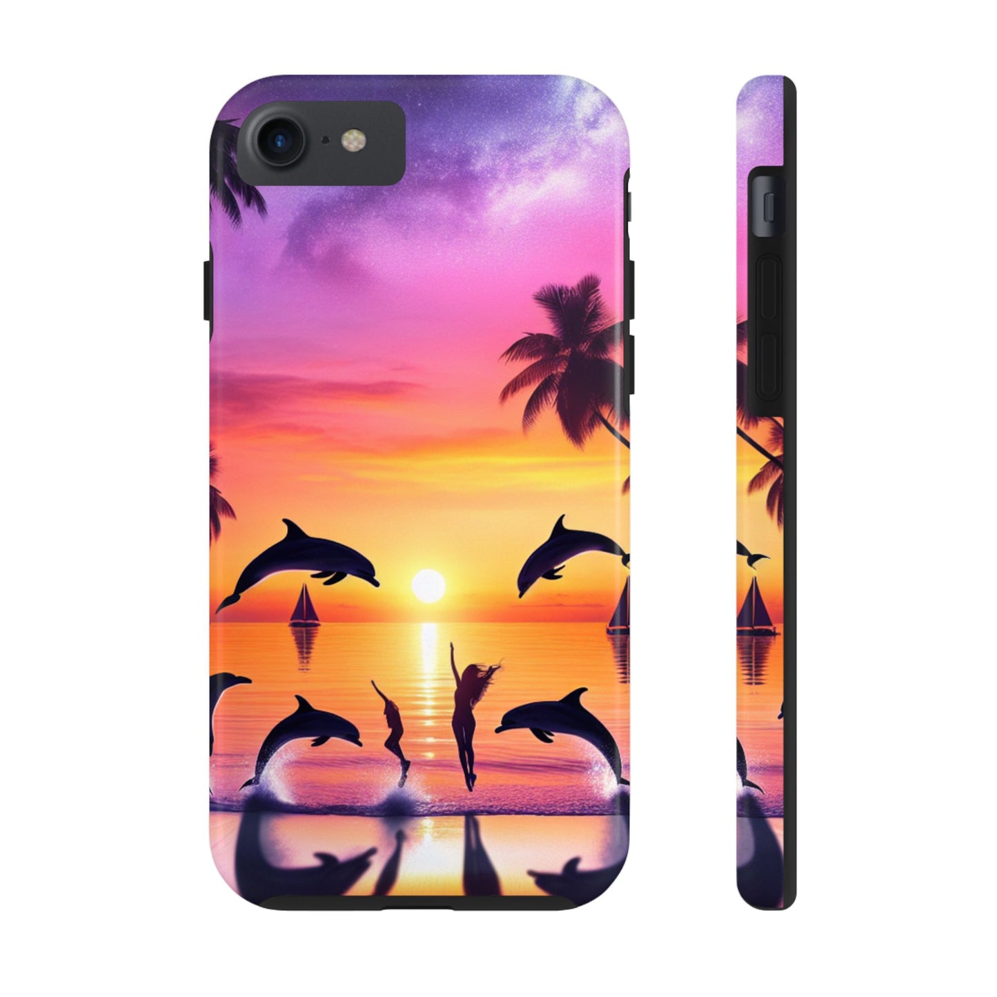 Iphone 16 15 14 13 12 11 10 9 8 7 Pro Plus and MaxTough Phone Case "Sundrenched Solitude: Serene Sunset Tropical Beach" - 1111 Tropical Beach Art