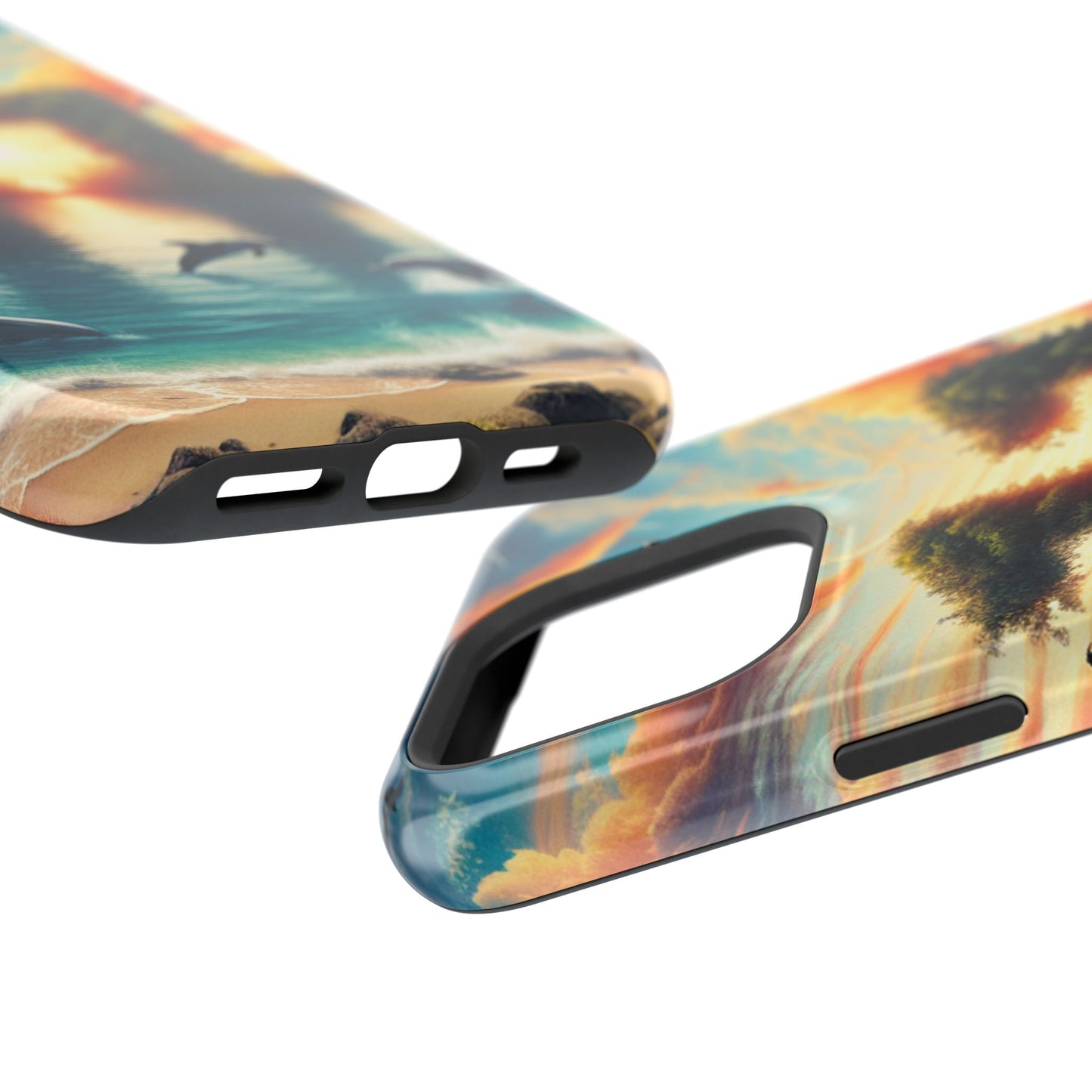 Phone Case, Tropical Beach Magnetic Tough Cases for iPhone 16 15 14 13 Pro Plus Max, Summer Vacation Palm Tree Ocean Sunset, Protective vibes