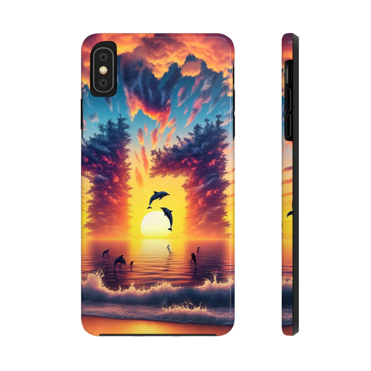 Iphone 16 15 14 13 12 10 9 8 7 Pro Plus and MaxTough Phone Case "Paradise Twilight: A Serenade of Tropic Colors" - 1111 Tropical Beach Art