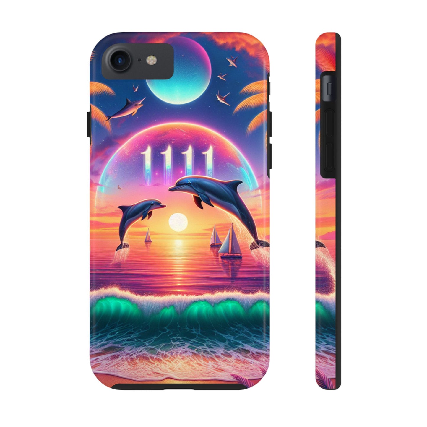 Iphone 16 15 14 13 12 10 9 8 7 Pro Plus and MaxTough Phone Case "Sunset Serenity: A Tropical Paradise" - 1111 Tropical Beach Art