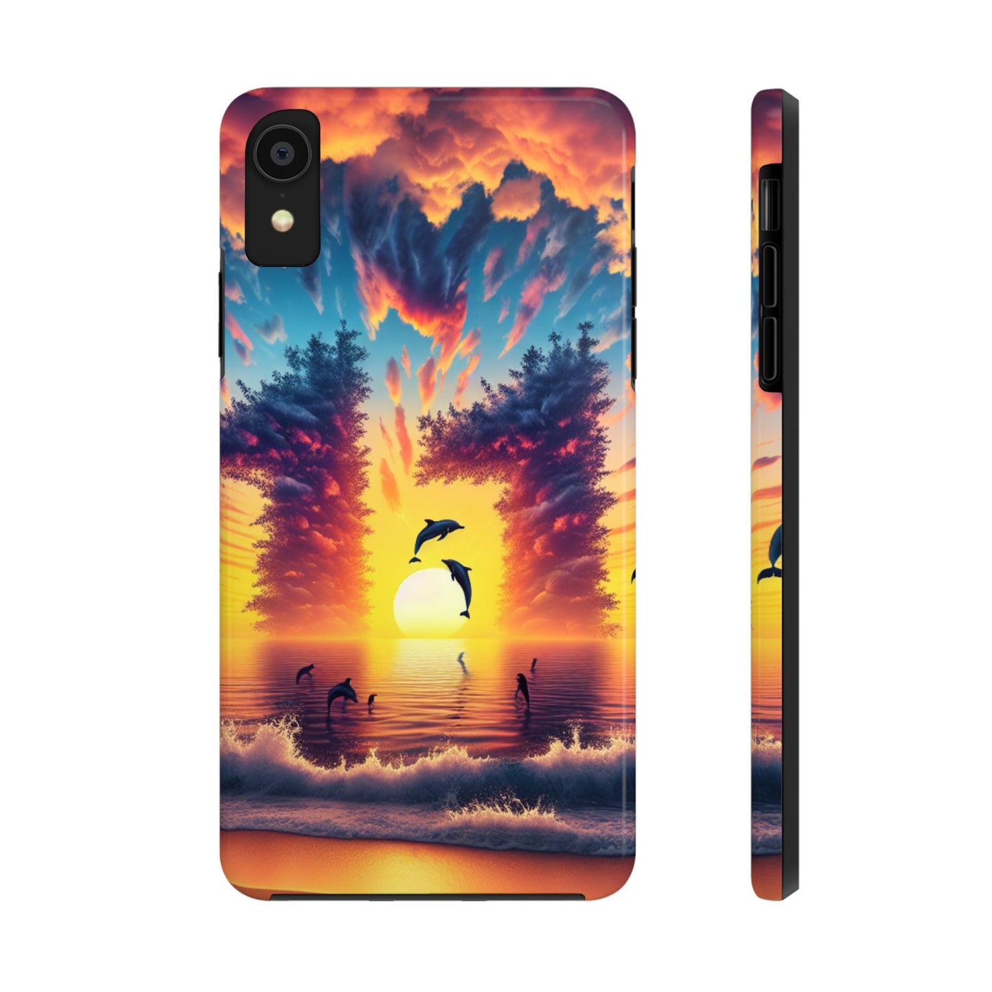 Iphone 16 15 14 13 12 10 9 8 7 Pro Plus and MaxTough Phone Case "Paradise Twilight: A Serenade of Tropic Colors" - 1111 Tropical Beach Art