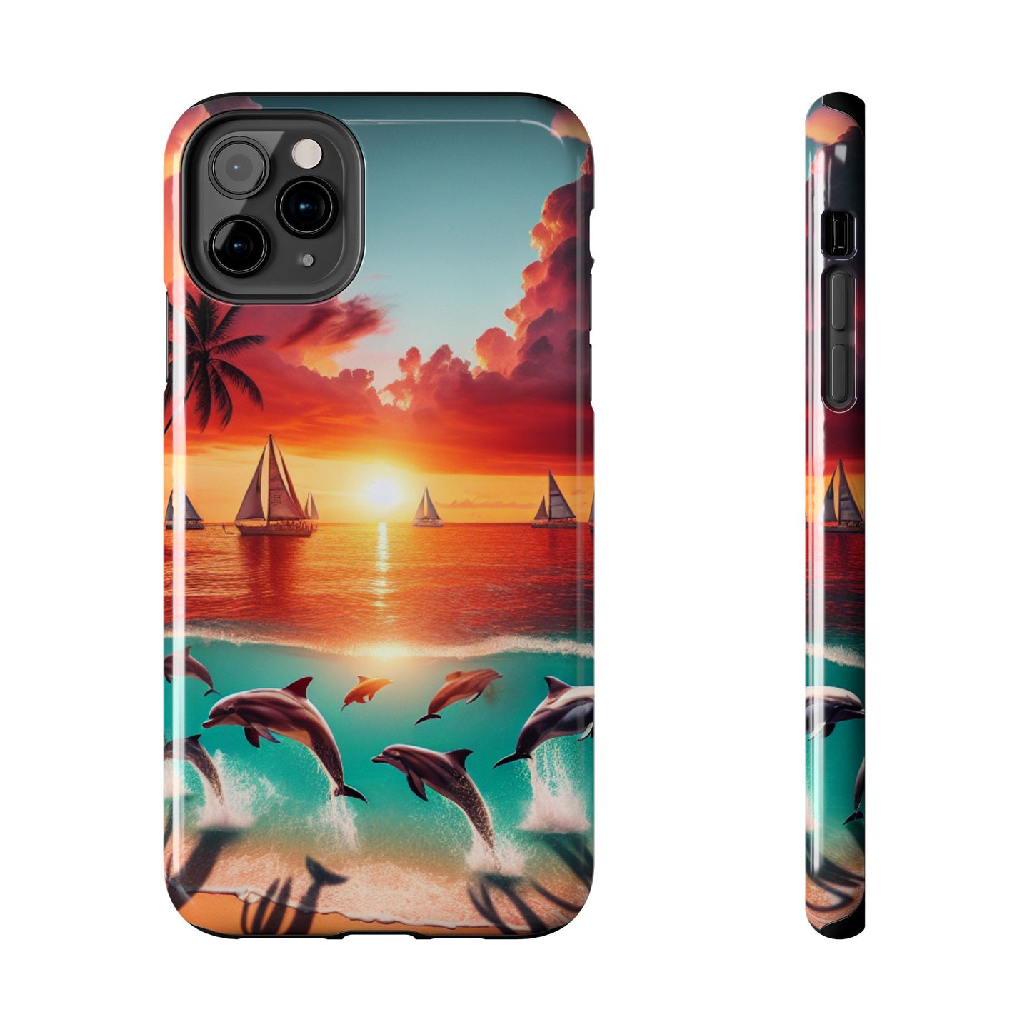 Iphone 16 15 14 13 12 10 9 8 7 Pro Plus and MaxTough Phone Case "Serene Shores: An Ode to Tropical Twilight" - 1111 Tropical Beach Art