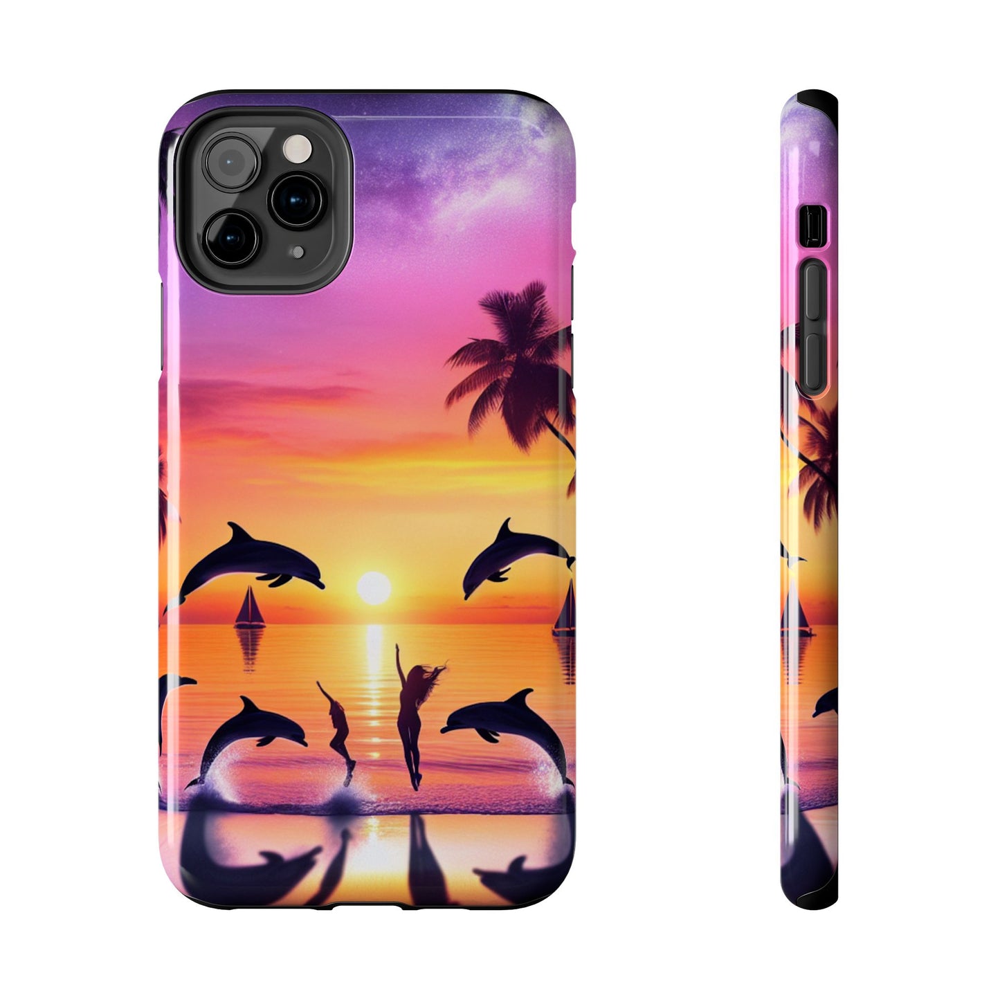 Iphone 16 15 14 13 12 11 10 9 8 7 Pro Plus and MaxTough Phone Case "Sundrenched Solitude: Serene Sunset Tropical Beach" - 1111 Tropical Beach Art