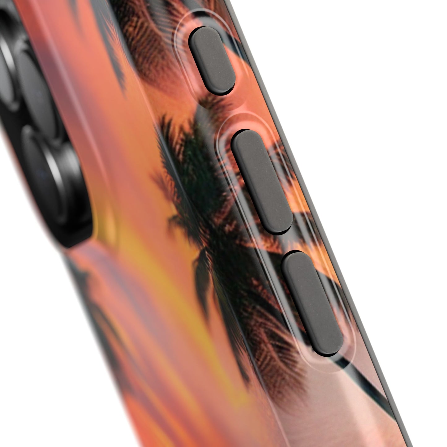 Magnetic Tough Phone case for phone 16 15 14 13 Pro Plus and Max 11111 "Tropical Serenity: Sundown Symphony" - Tough Phone Case with Tropical Beach Sunset Dolphins ande Sailboats HD Art