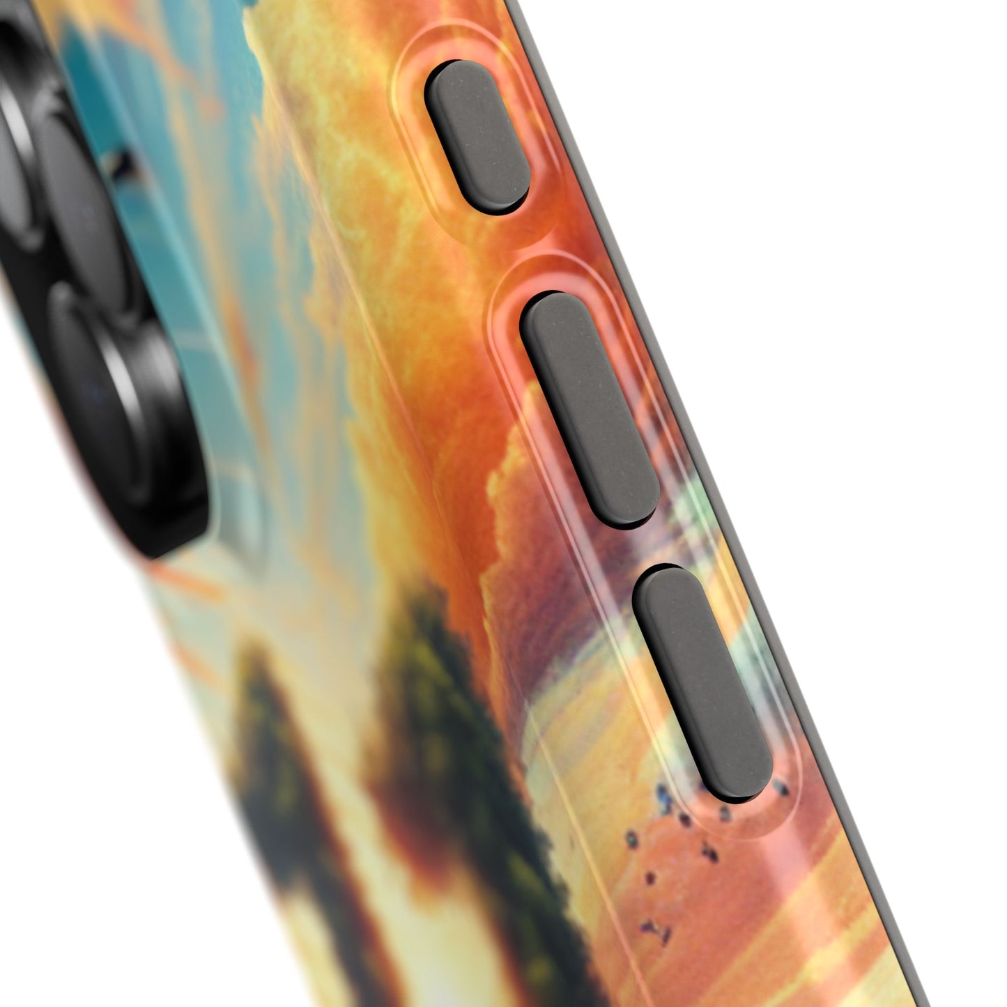 Phone Case, Tropical Beach Magnetic Tough Cases for iPhone 16 15 14 13 Pro Plus Max, Summer Vacation Palm Tree Ocean Sunset, Protective vibes