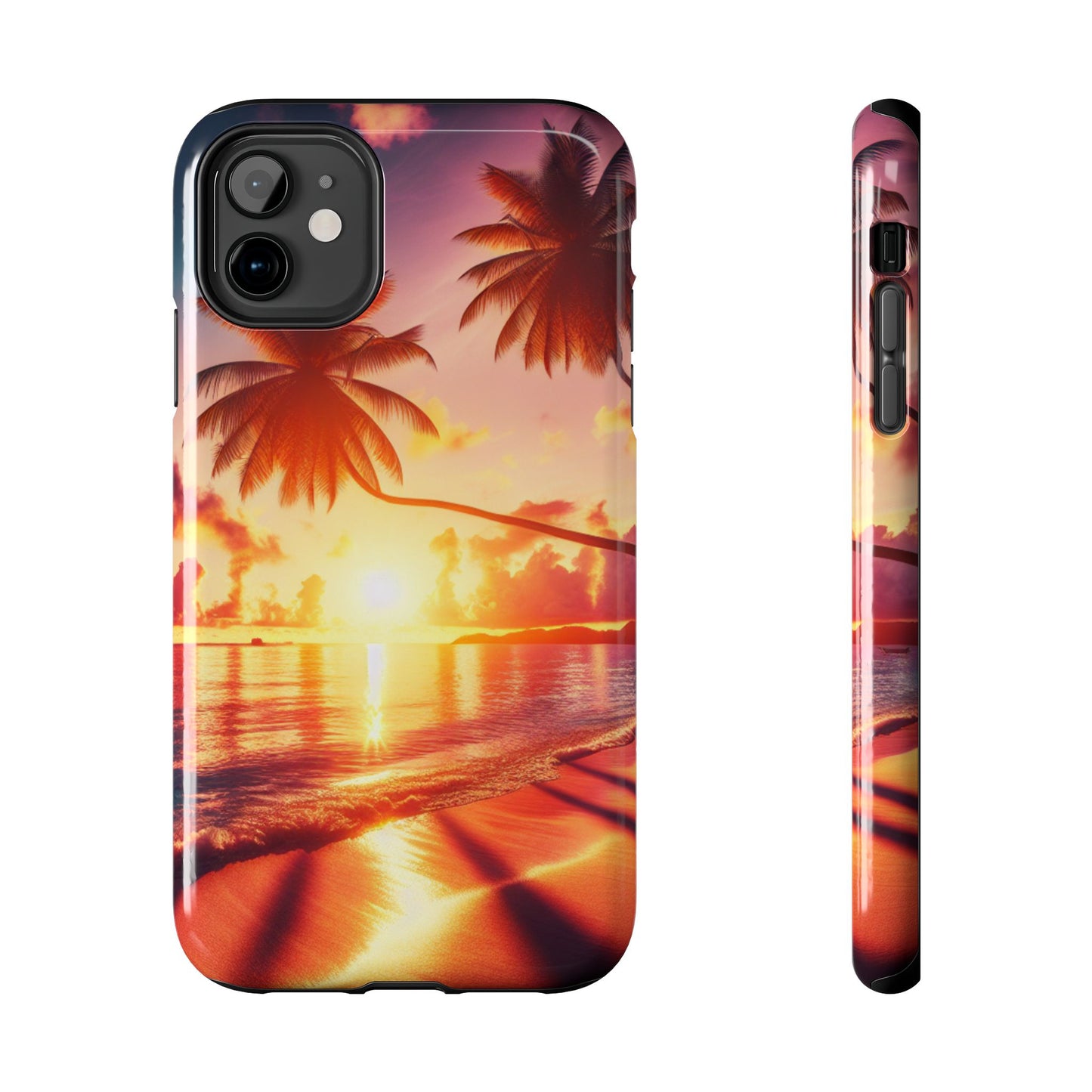 "Serenity Hues: A Tropical Sundown Symphony" - Tropical Beach Sunset Art Iphone and Samsung Tough Phone Case Galaxy s20 s21 s22 s23 s24