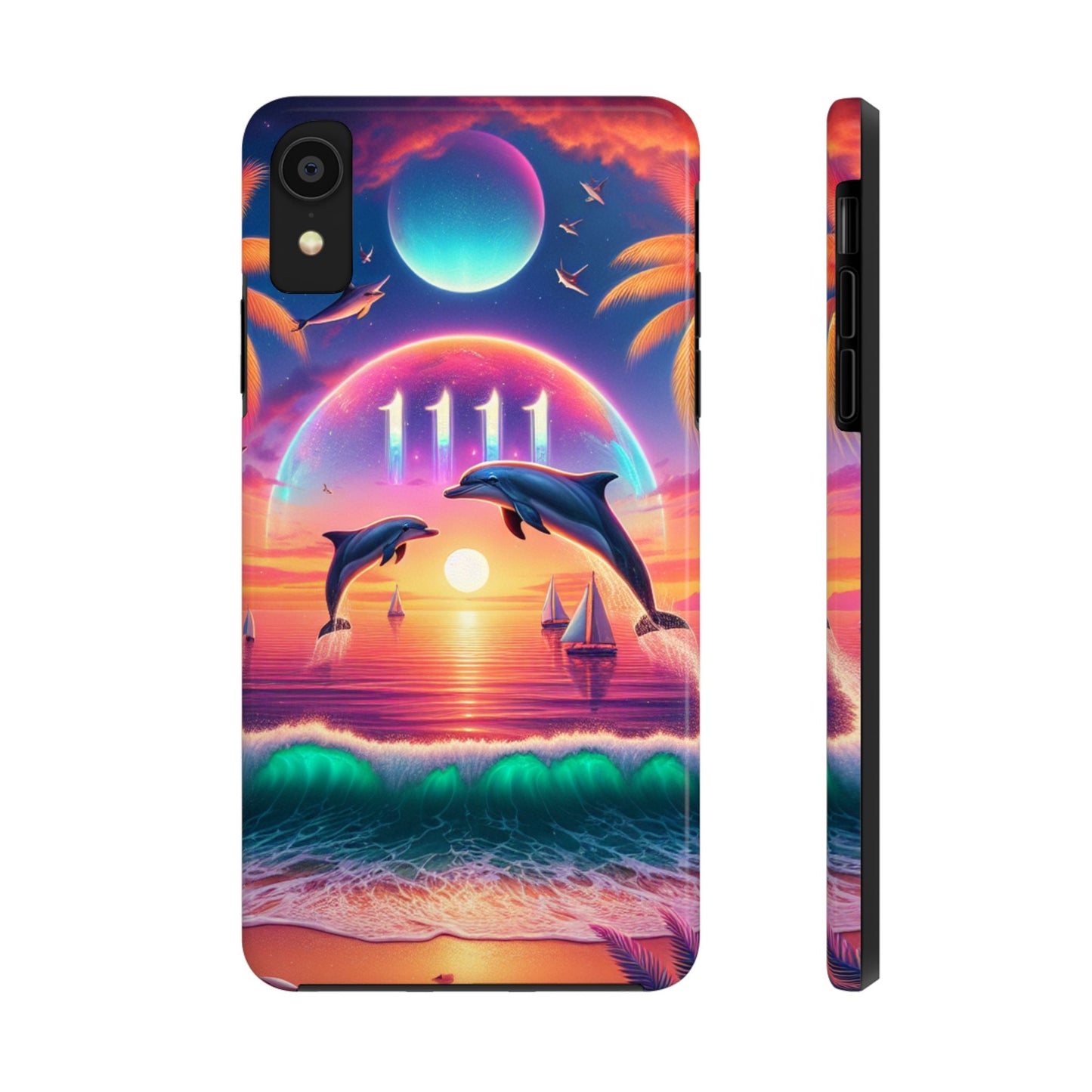 Iphone 16 15 14 13 12 10 9 8 7 Pro Plus and MaxTough Phone Case "Sunset Serenity: A Tropical Paradise" - 1111 Tropical Beach Art