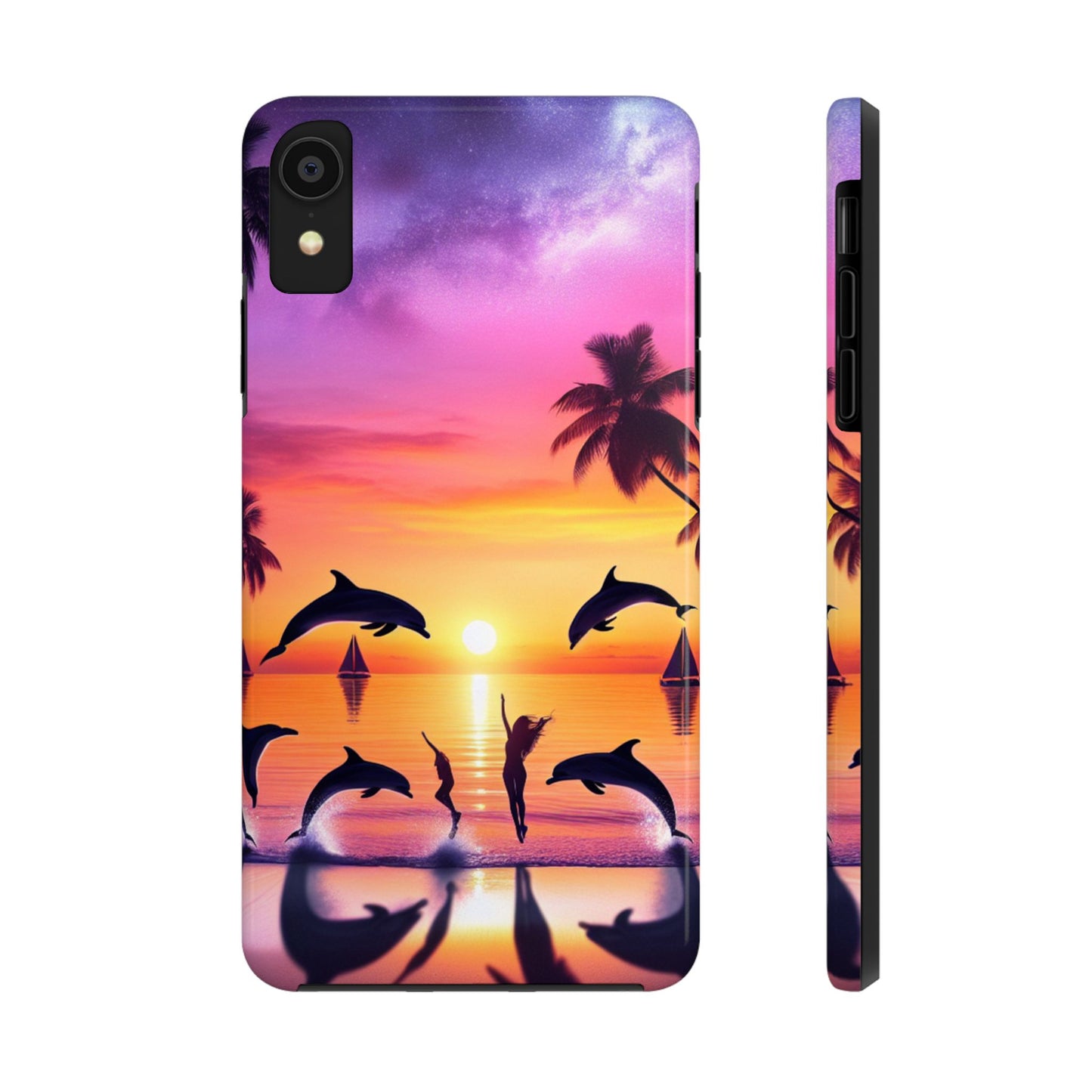Iphone 16 15 14 13 12 11 10 9 8 7 Pro Plus and MaxTough Phone Case "Sundrenched Solitude: Serene Sunset Tropical Beach" - 1111 Tropical Beach Art