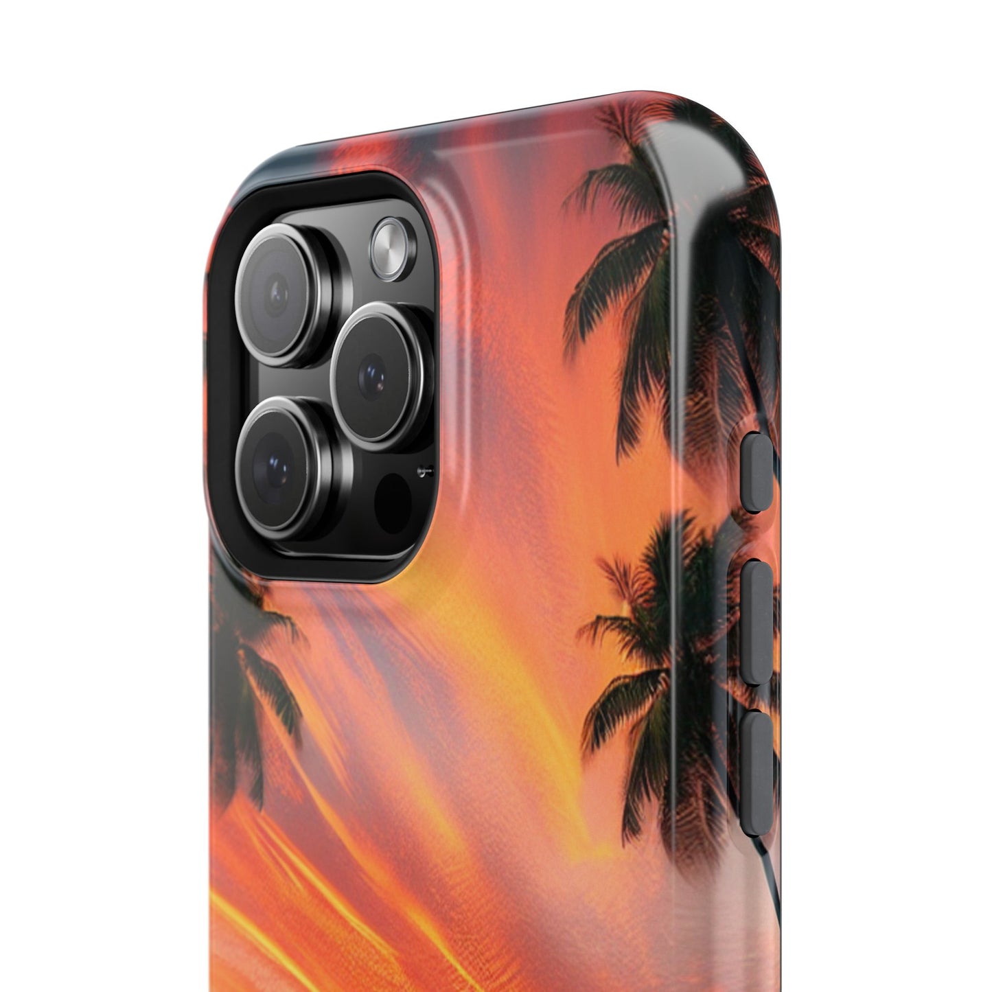 Magnetic Tough Phone case for phone 16 15 14 13 Pro Plus and Max 11111 "Tropical Serenity: Sundown Symphony" - Tough Phone Case with Tropical Beach Sunset Dolphins ande Sailboats HD Art