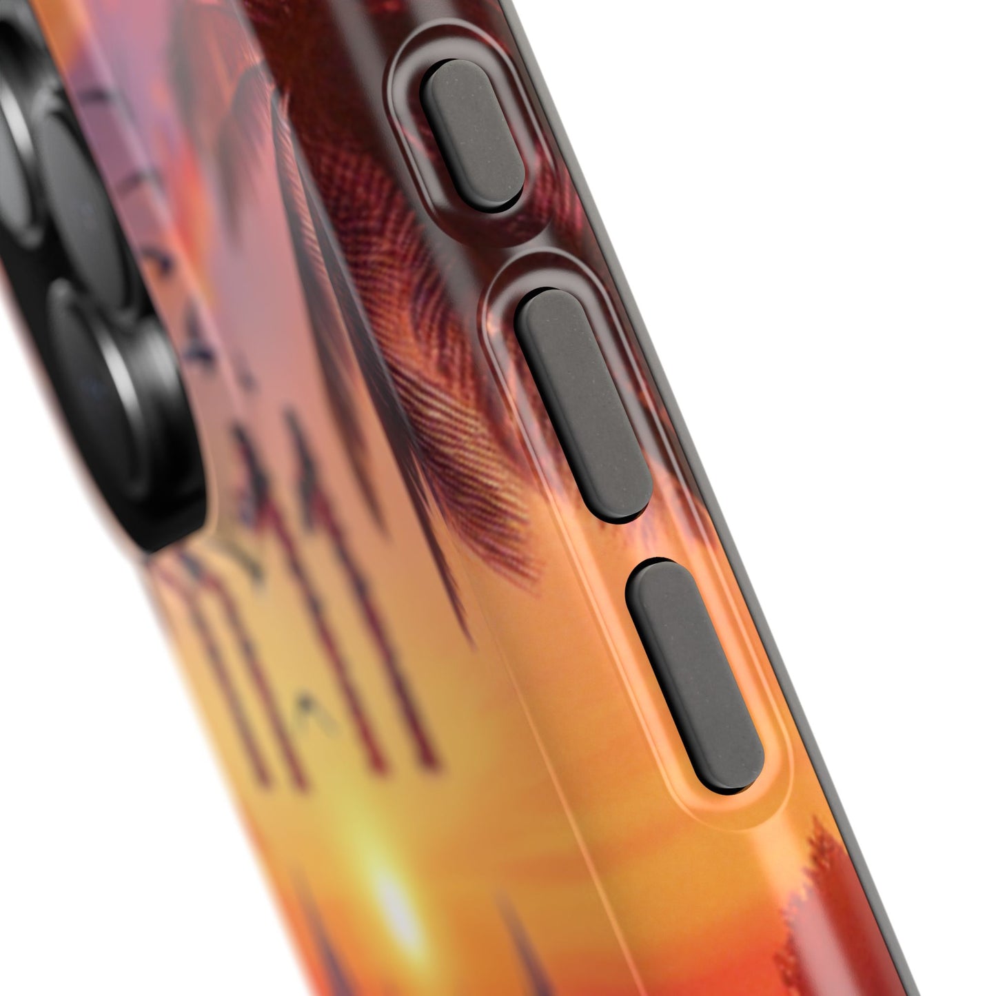 Magnetic Tough Phone case for phone 16 15 14 13 Pro Plus and Max 1111 "Sundrenched Serenity: A Tropical Twilight Masterpiece" - Tough Phone Case with Tropical Beach Sunset Dolphins ande Sailboats HD Art