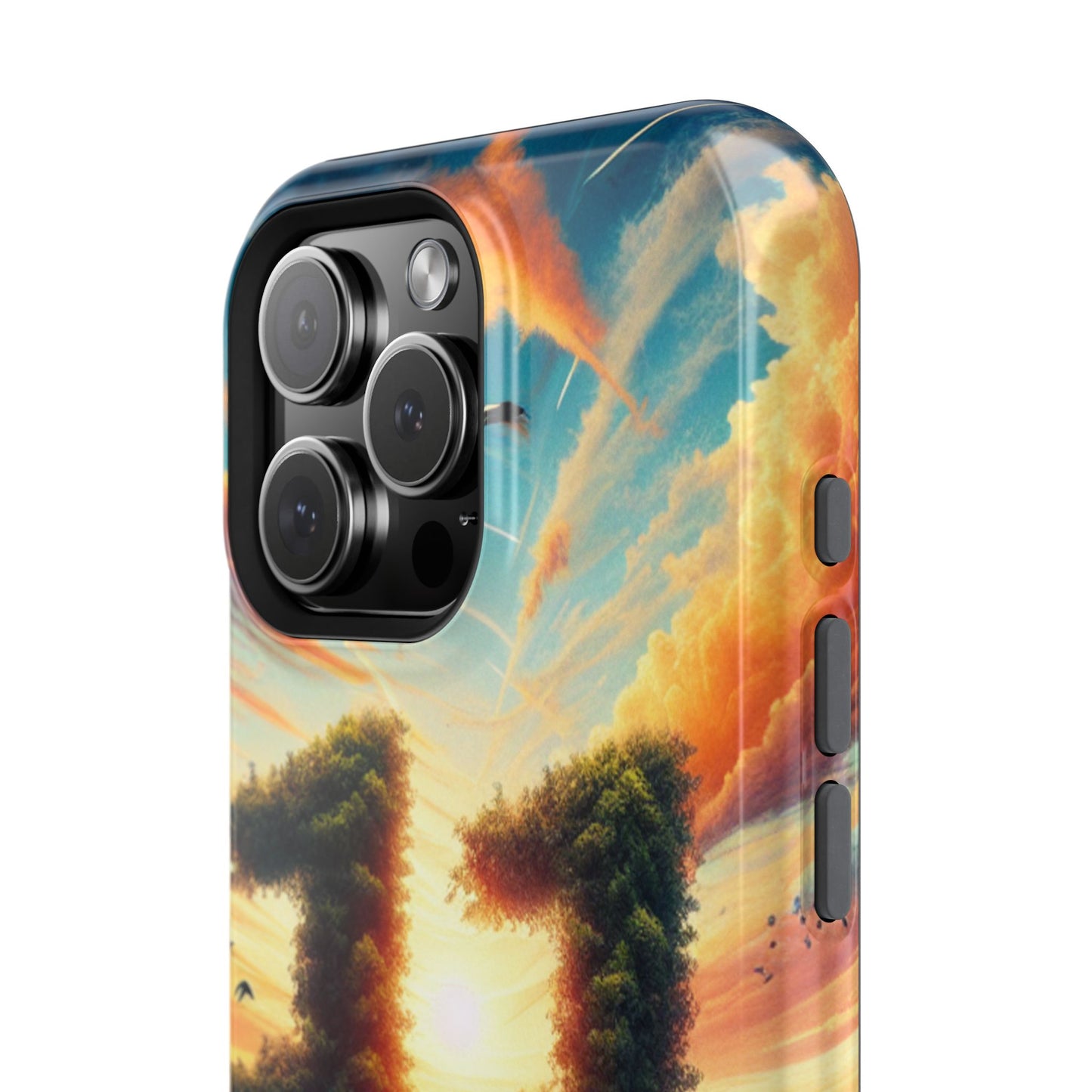 Phone Case, Tropical Beach Magnetic Tough Cases for iPhone 16 15 14 13 Pro Plus Max, Summer Vacation Palm Tree Ocean Sunset, Protective vibes