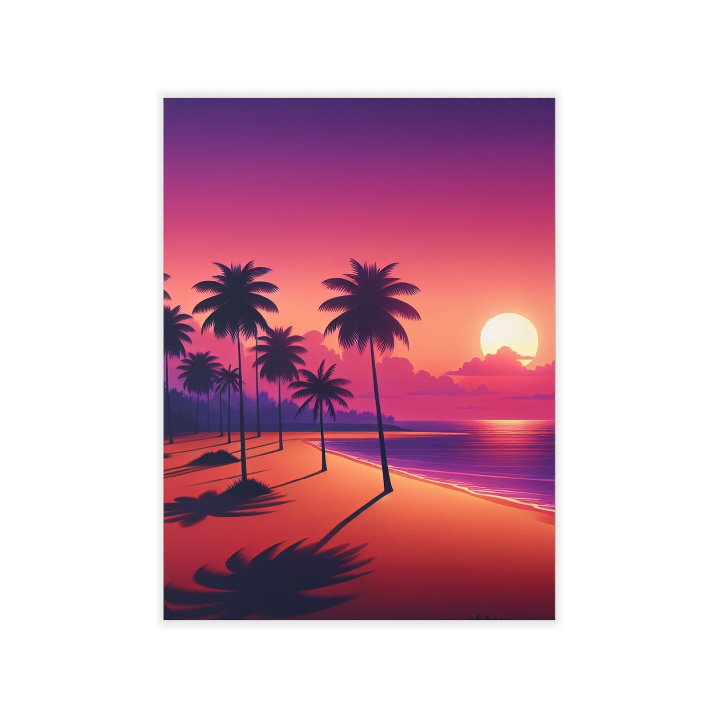 "Paradise Serenade: A Tropical Dusk Symphony" - Tropical Beach at Sunset Repositionanable Wall Art