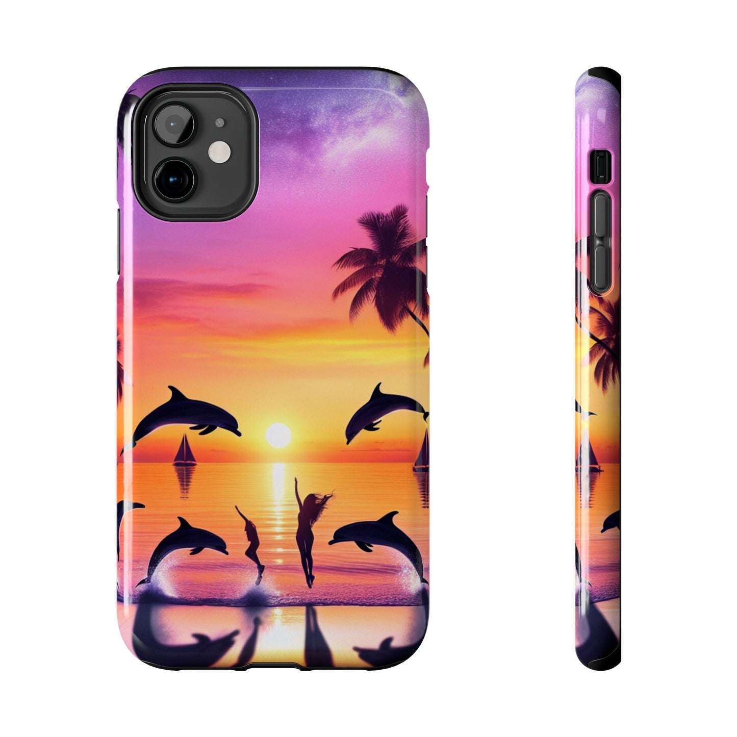 Iphone 16 15 14 13 12 11 10 9 8 7 Pro Plus and MaxTough Phone Case "Sundrenched Solitude: Serene Sunset Tropical Beach" - 1111 Tropical Beach Art