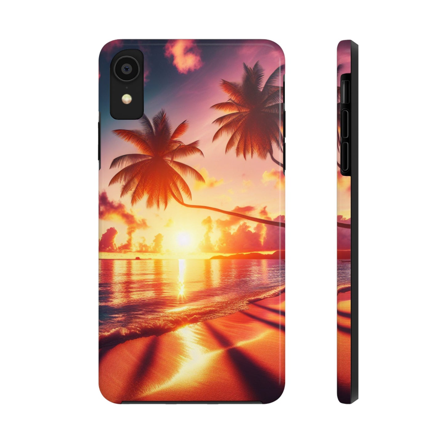 "Serenity Hues: A Tropical Sundown Symphony" - Tropical Beach Sunset Art Iphone and Samsung Tough Phone Case Galaxy s20 s21 s22 s23 s24