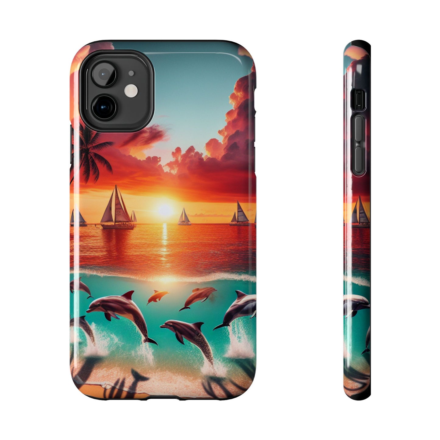 Iphone 16 15 14 13 12 10 9 8 7 Pro Plus and MaxTough Phone Case "Serene Shores: An Ode to Tropical Twilight" - 1111 Tropical Beach Art
