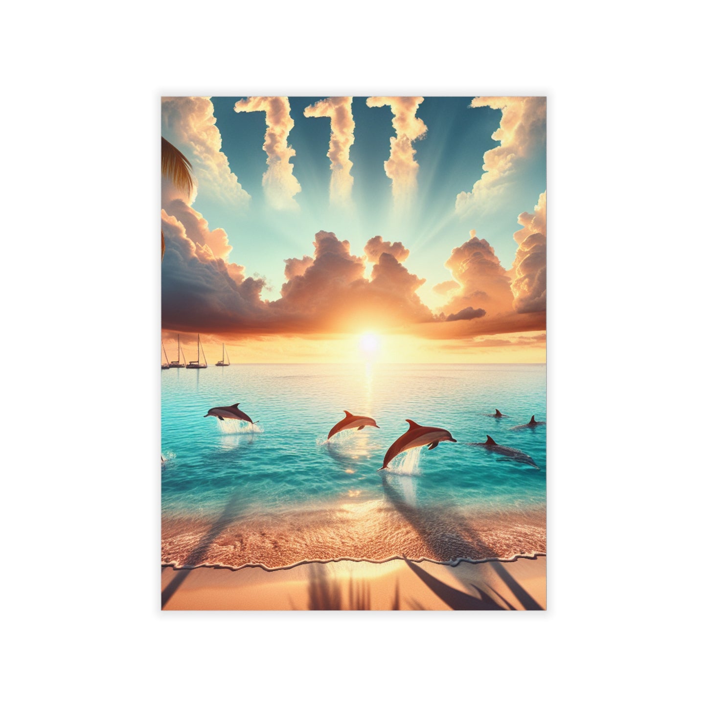 Repositionanable Wall Art 1111 "Paradise Dusk: A Symphony of Warmth and Tranquility" - Tropical Beach at Sunset