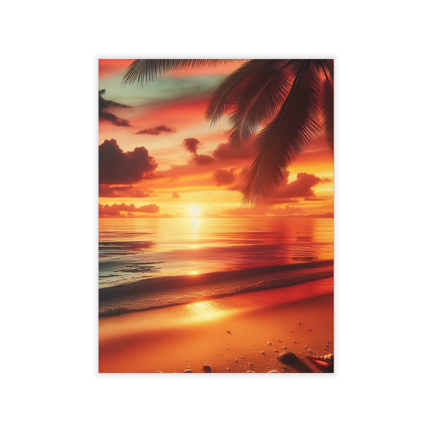 "Paradise Kissed: A Tropical Twilight Symphony" - Tropical Beach at Sunset Repositionanable Wall Art