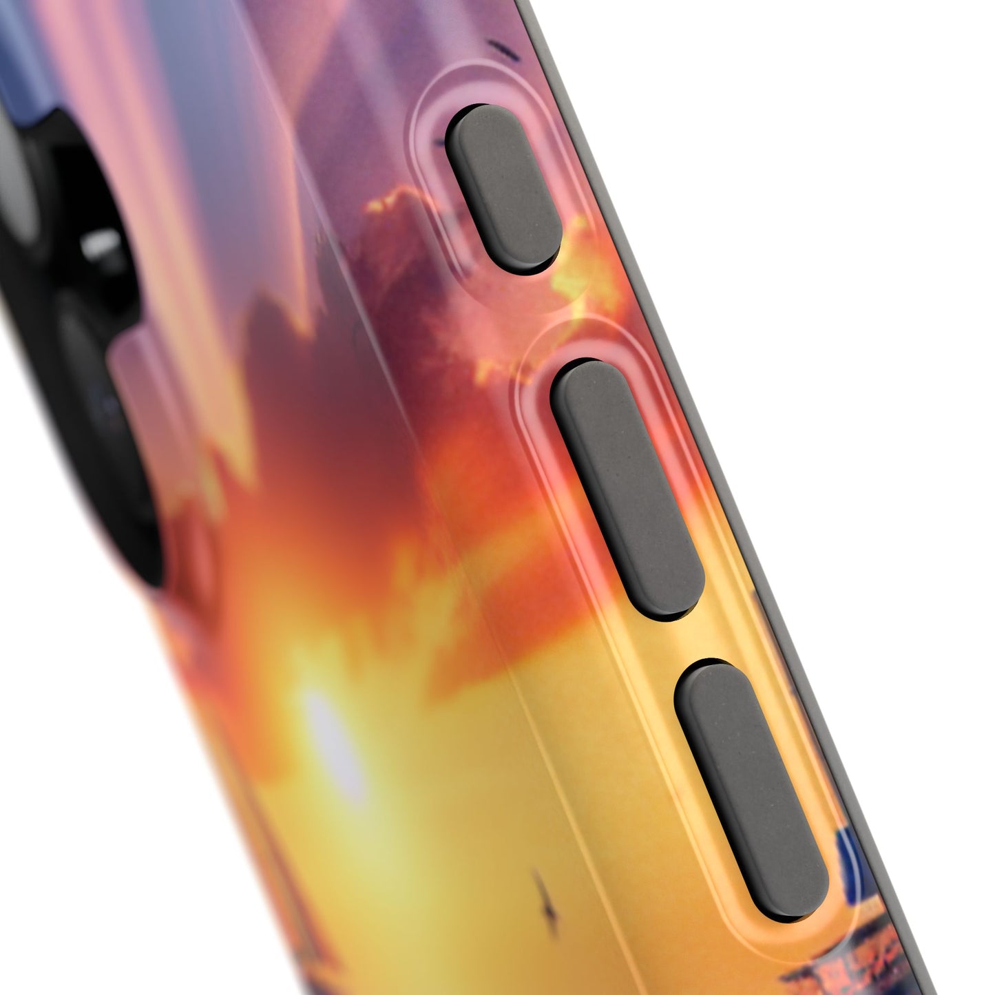 Magnetic Tough Phone case for phone 16 15 14 13 Pro Plus and Max 1111 "Sunset Serenity: A Tropical Paradise" - Tough Phone Case with Tropical Beach Sunset Dolphins ande Sailboats HD Art