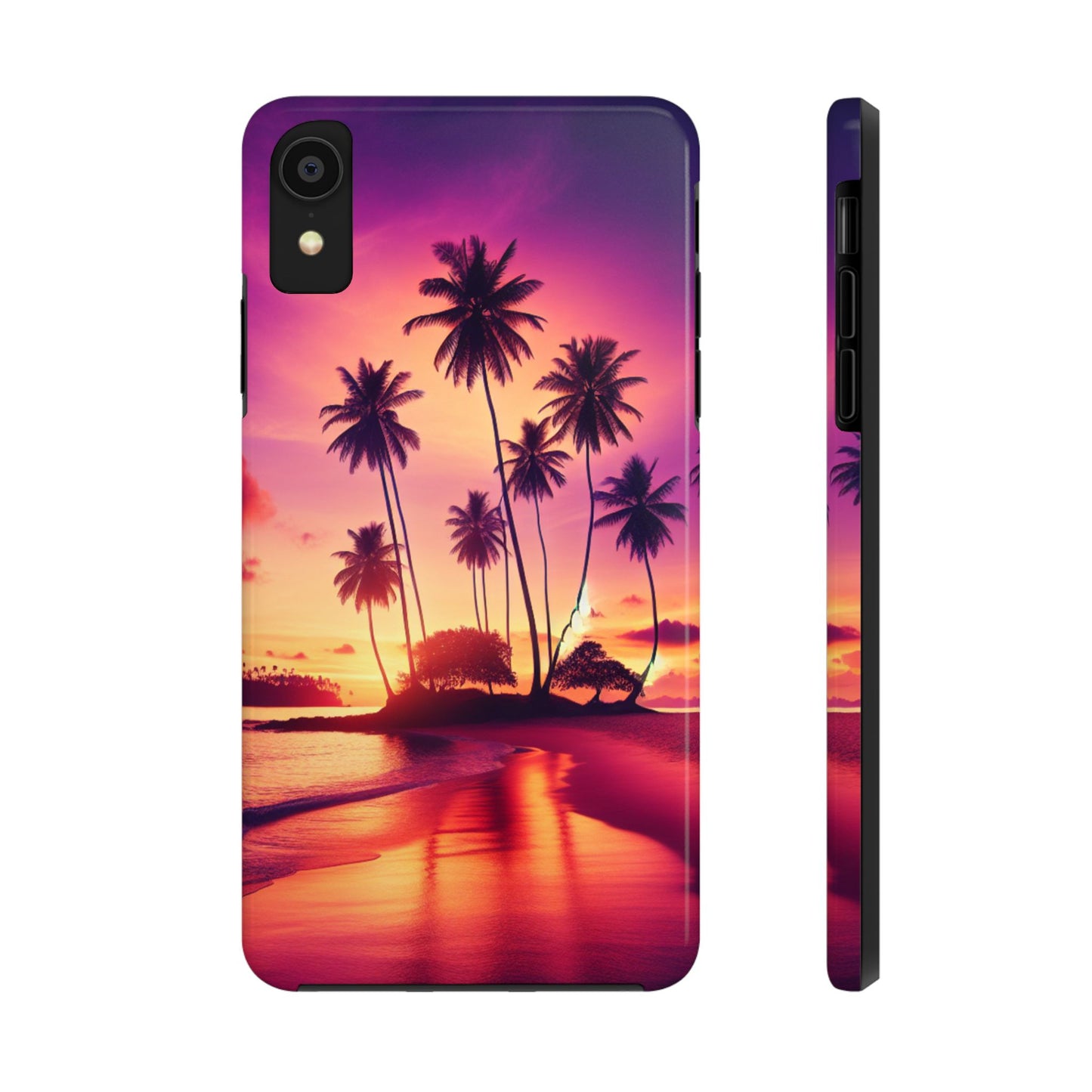 "Paradise Dusk: A Tropical Sunset Symphony" - Tropical Beach Sunset Art Tough Phone Case for Iphone and Samsung Galaxy s20 s21 s22 s23 s24