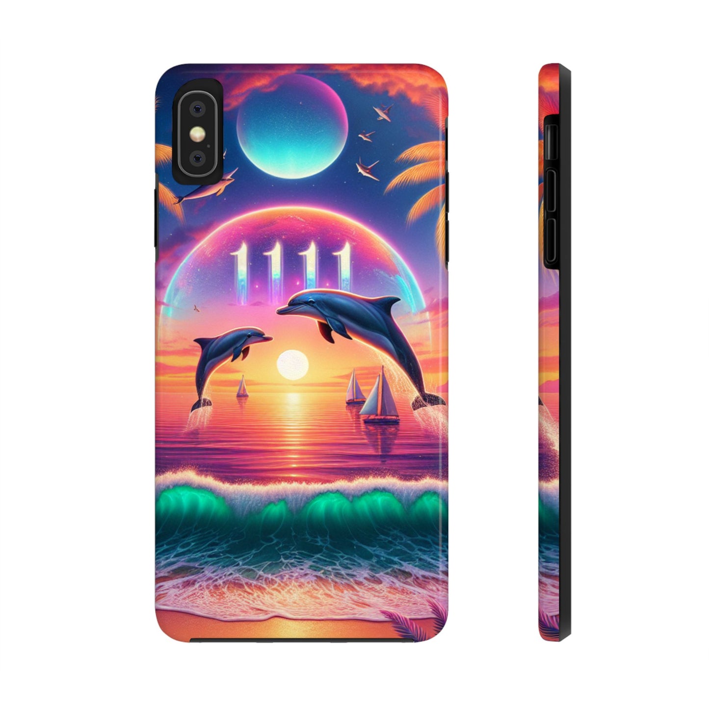 Iphone 16 15 14 13 12 10 9 8 7 Pro Plus and MaxTough Phone Case "Sunset Serenity: A Tropical Paradise" - 1111 Tropical Beach Art