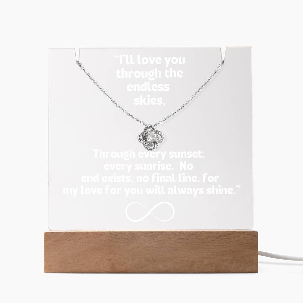 Color LED Acrylic Infinity Card WHITE Writing and HEART Necklace For my Wife/ Girlfriend & Husband/ Boyfriend Infinite love Keepsake 1