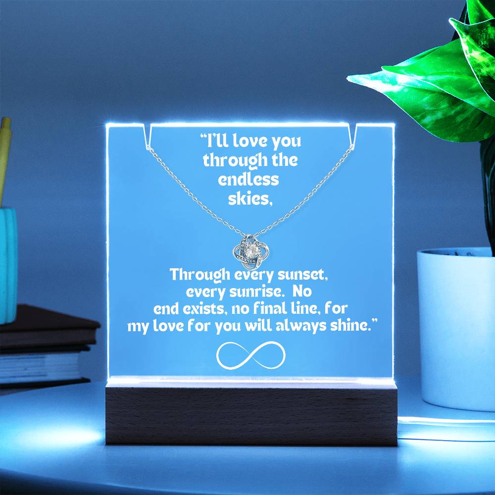 Color LED Acrylic Infinity Card WHITE Writing and HEART Necklace For my Wife/ Girlfriend & Husband/ Boyfriend Infinite love Keepsake 1