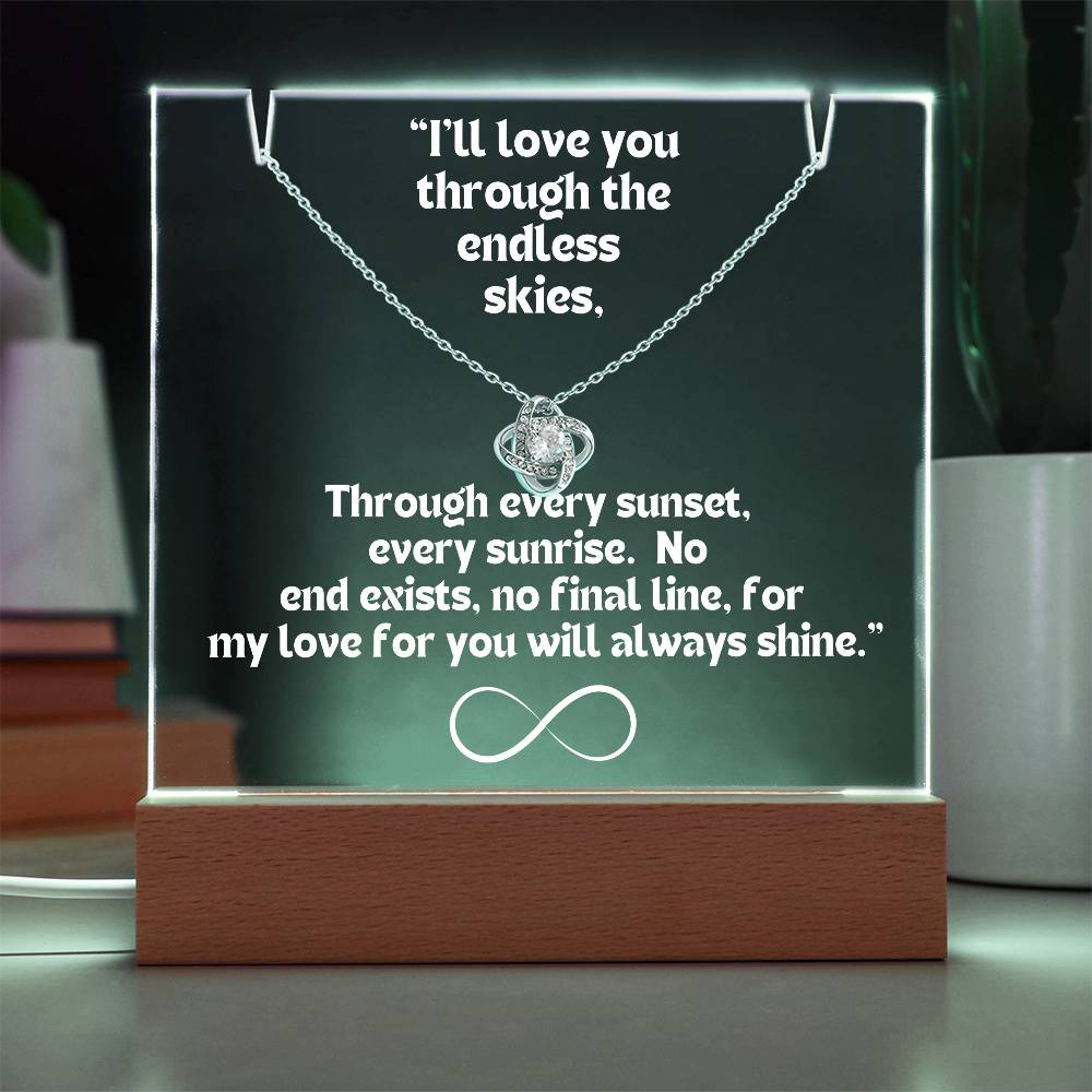 Color LED Acrylic Infinity Card WHITE Writing and HEART Necklace For my Wife/ Girlfriend & Husband/ Boyfriend Infinite love Keepsake 1