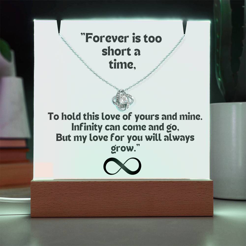 Color LED Acrylic Infinity Card White Background Black Text and Infinity KNOT Necklace For my Wife/ Girlfriend & Husband/ Boyfriend Infinite love Keepsake 2