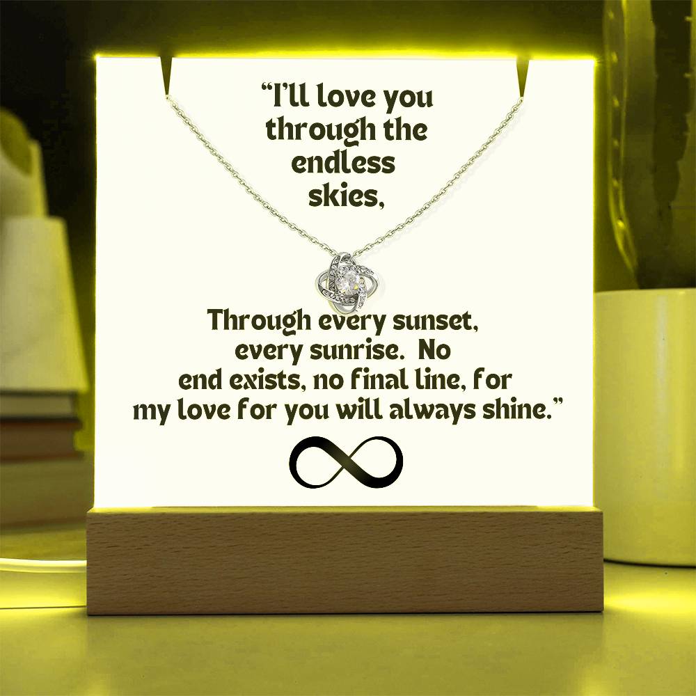 Color LED Acrylic Infinity Card and KNOT Necklace For my Wife/ Girlfriend & Husband/ Boyfriend Infinite love Keepsake 4