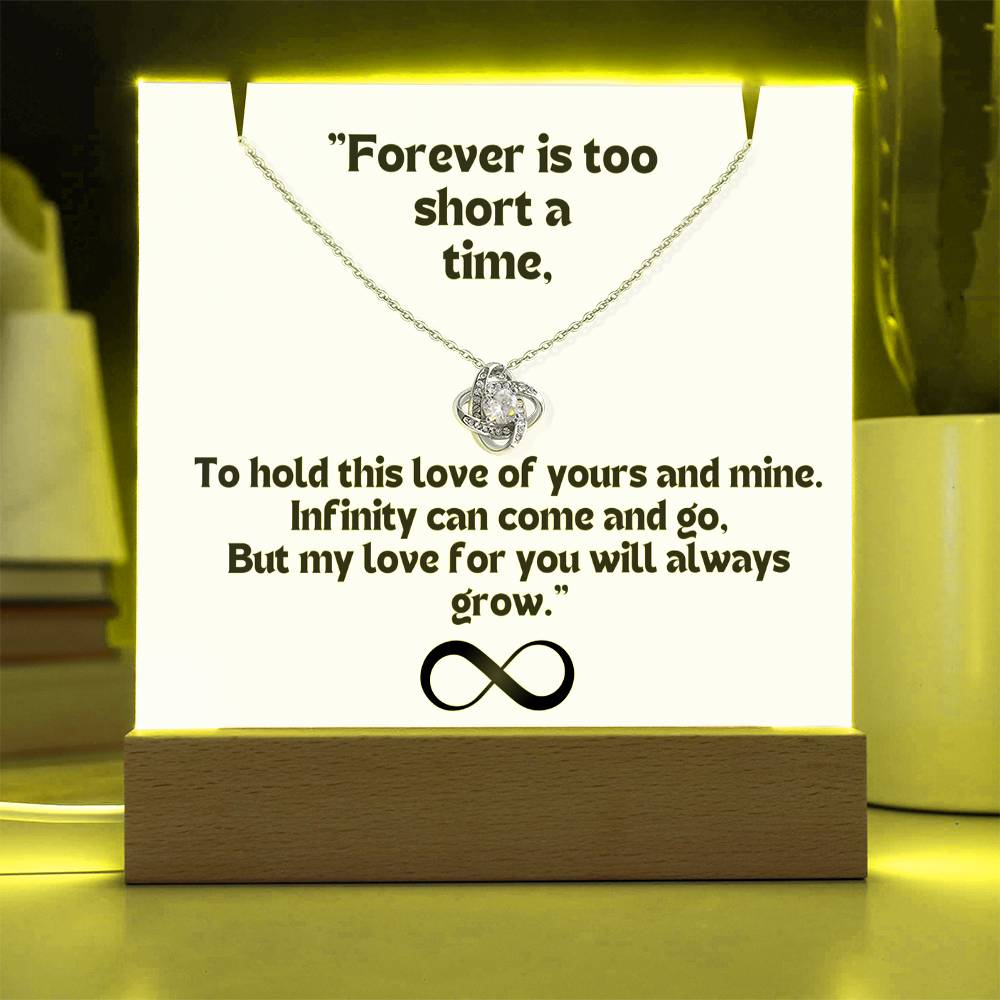 Color LED Acrylic Infinity Card White Background Black Text and Infinity KNOT Necklace For my Wife/ Girlfriend & Husband/ Boyfriend Infinite love Keepsake 2