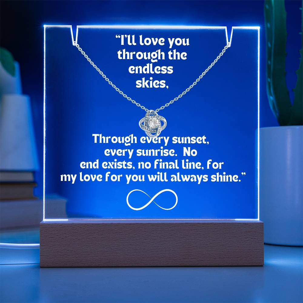 Color LED Acrylic Infinity Card WHITE Writing and HEART Necklace For my Wife/ Girlfriend & Husband/ Boyfriend Infinite love Keepsake 1