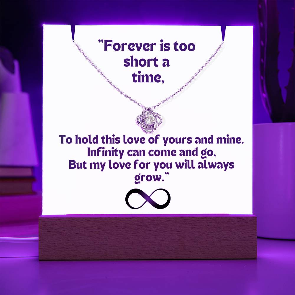 Color LED Acrylic Infinity Card White Background Black Text and Infinity KNOT Necklace For my Wife/ Girlfriend & Husband/ Boyfriend Infinite love Keepsake 2